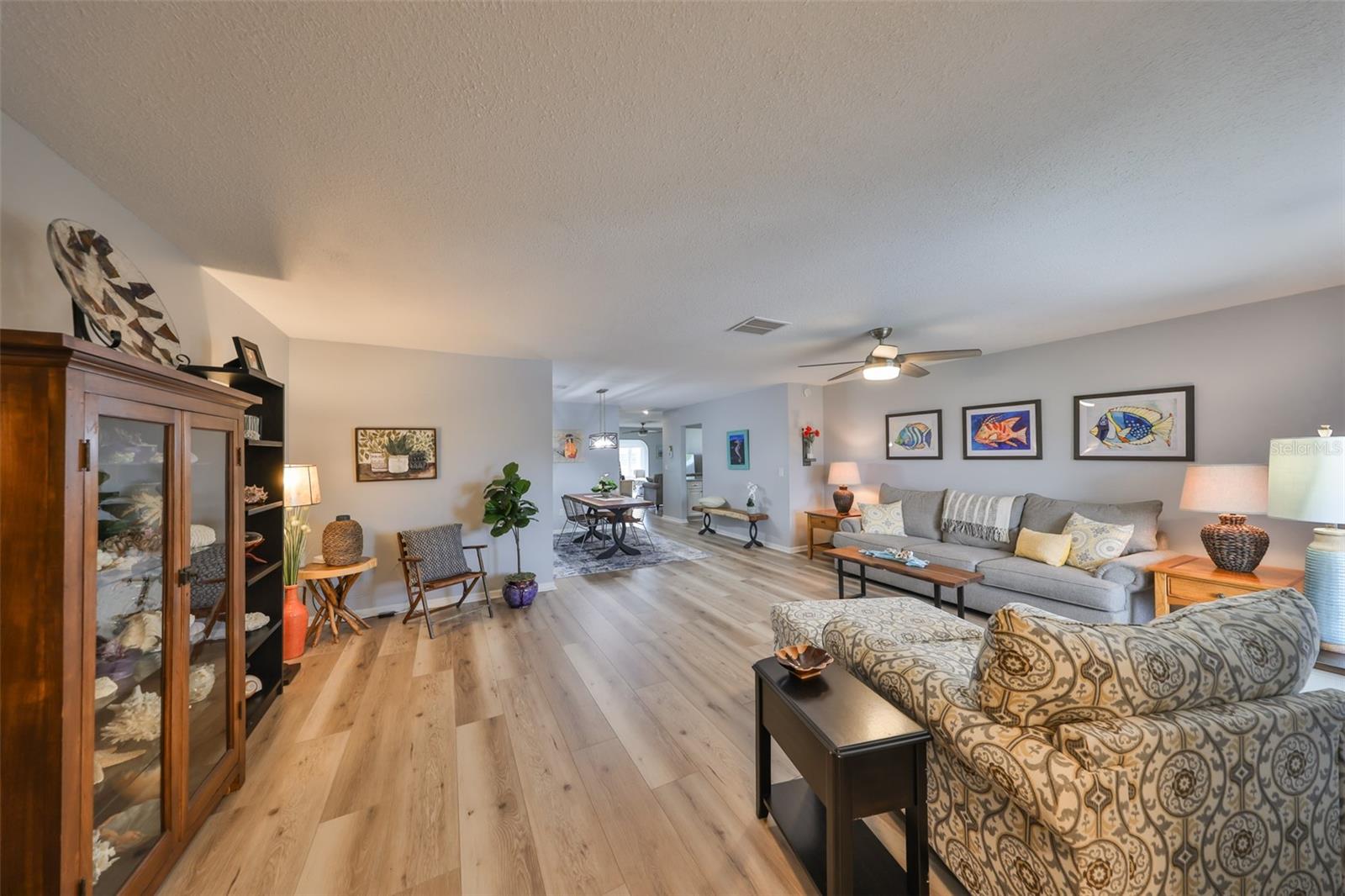 This is the view as you walk into the home. An open floor plant and sparkling clean spaces give this home a real contremporary feeling.