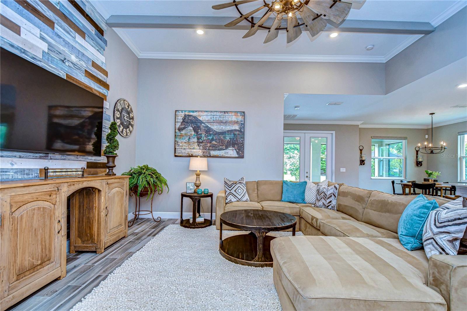 Perfect for cozy nights or entertaining, the expansive layout make every moment feel like a grand occasion.