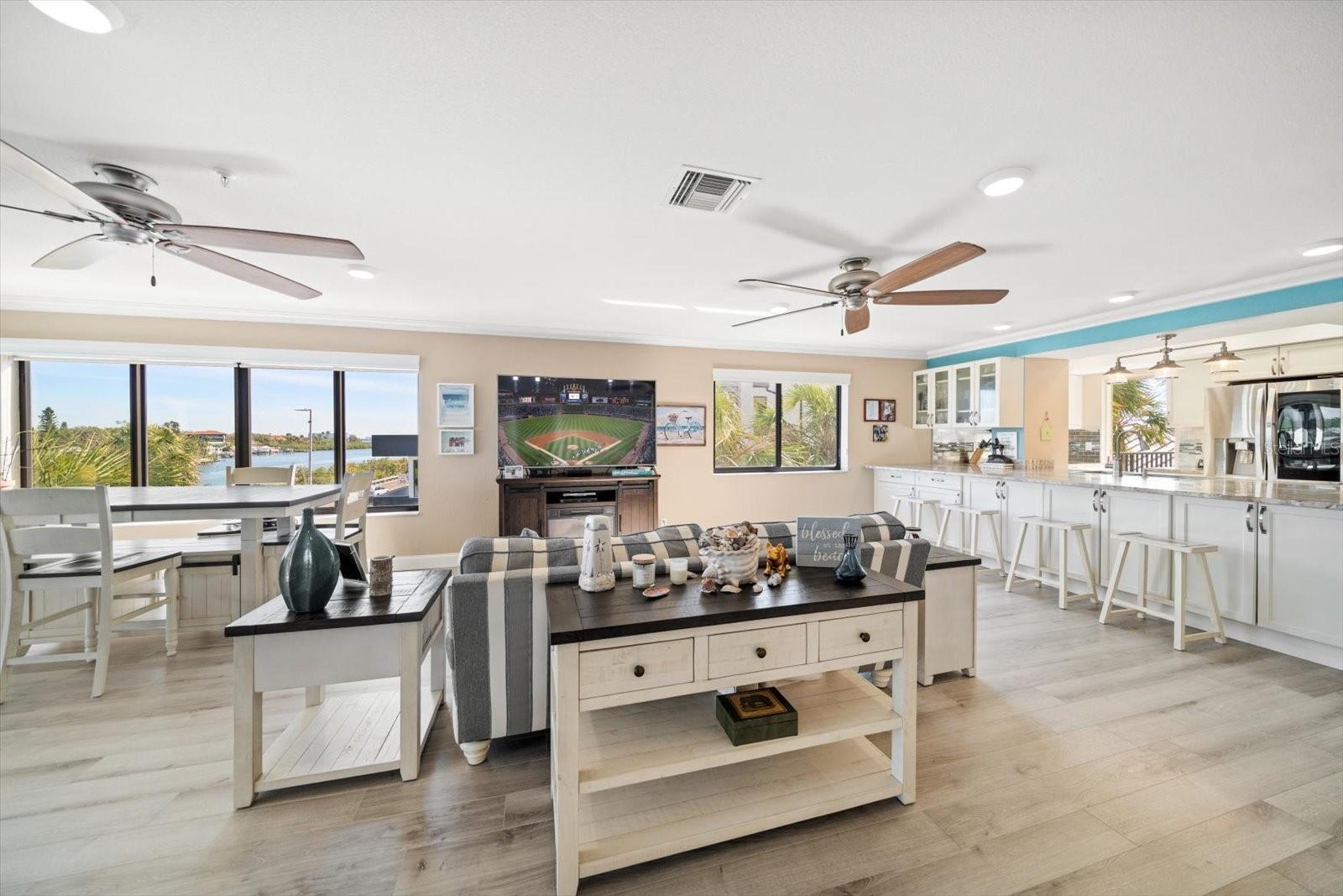 The great room allows for creative space to mirror just how you want to live at the BEACH!