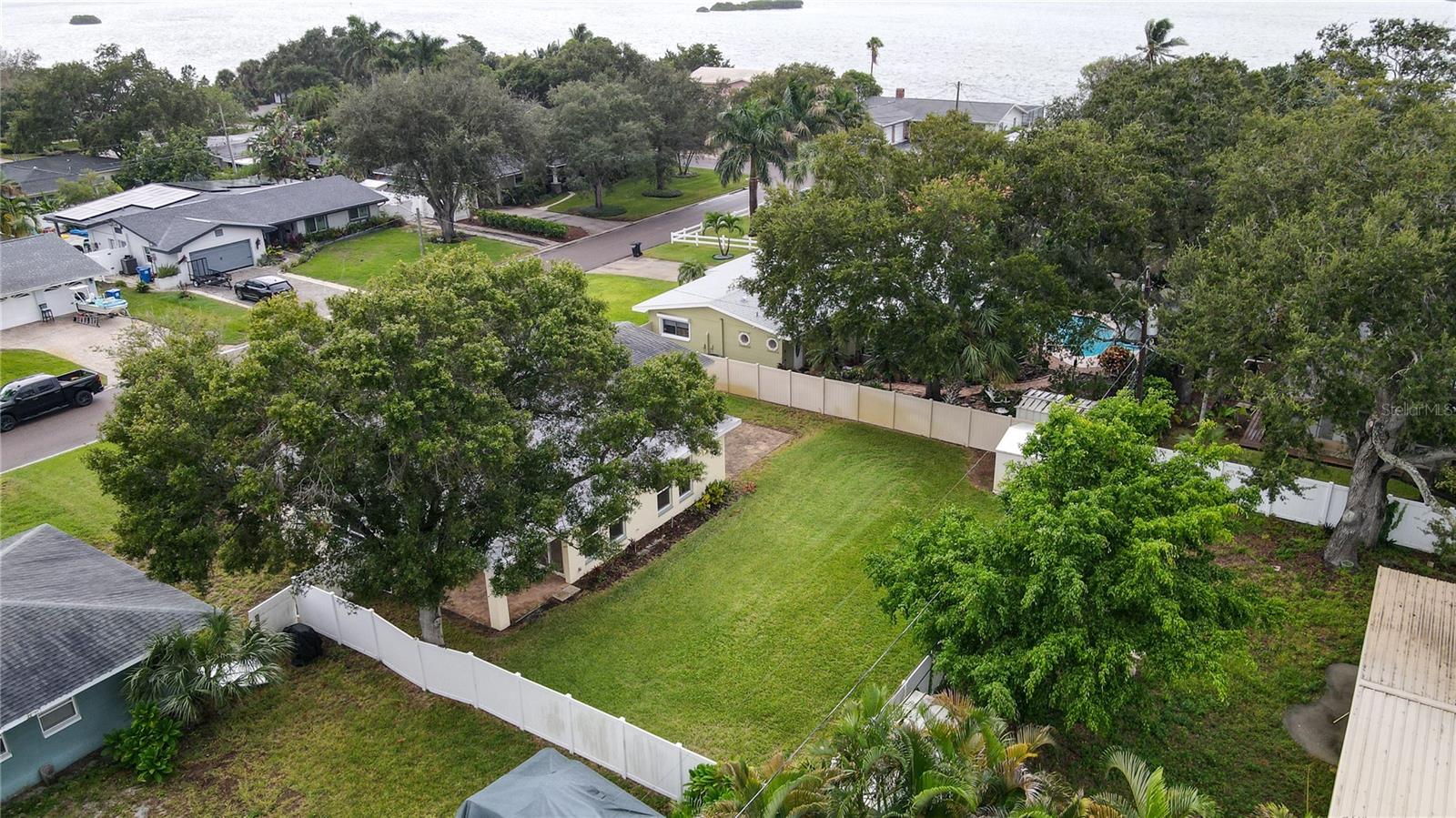 Aerial of over sized backyard!