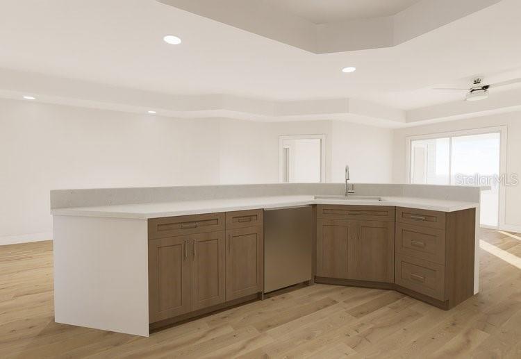dishwasher and sink with counter-bar top