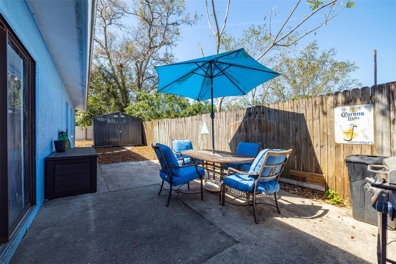 Side Patio, New Shed in background