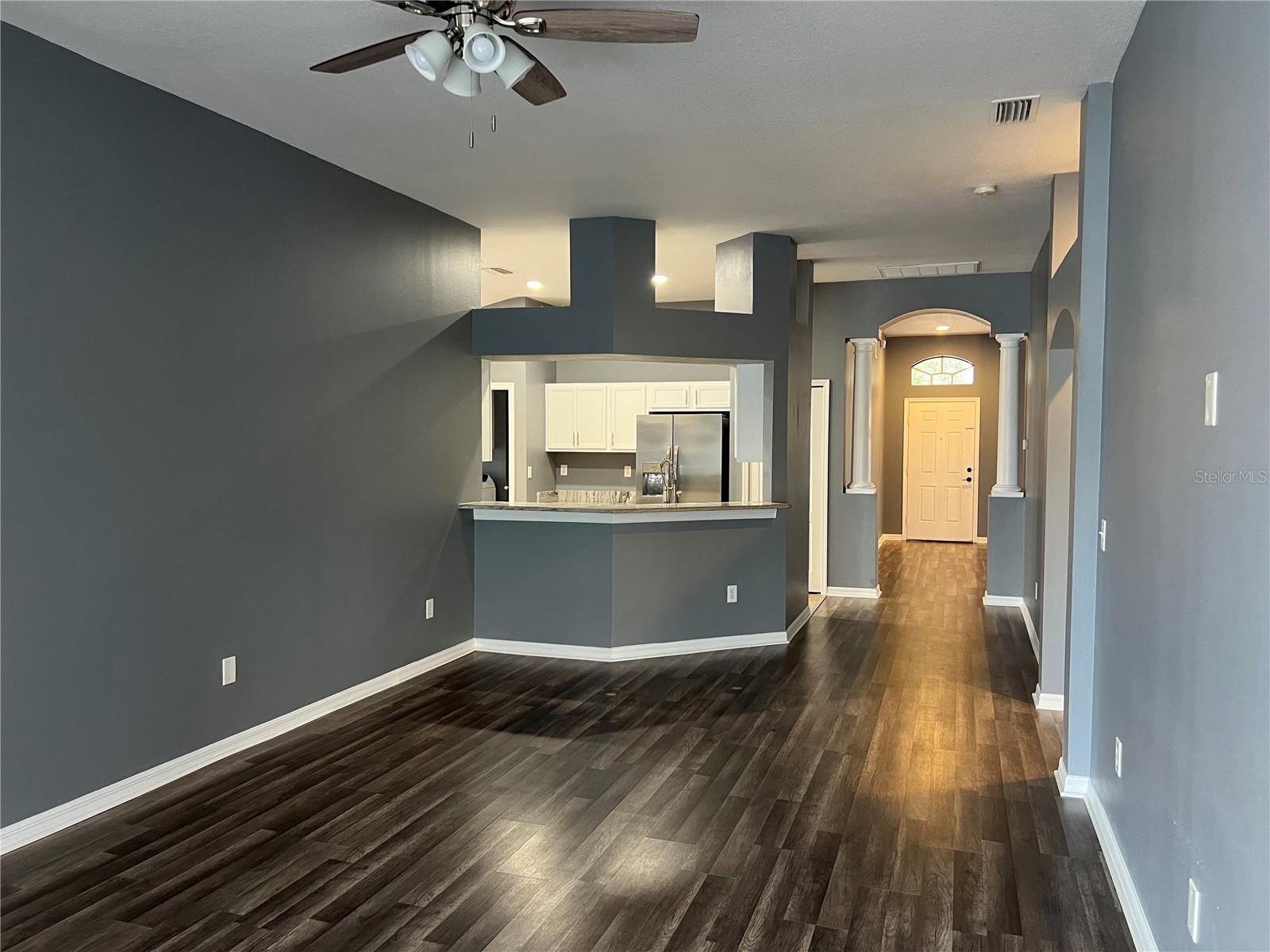 View of kitchen from family room