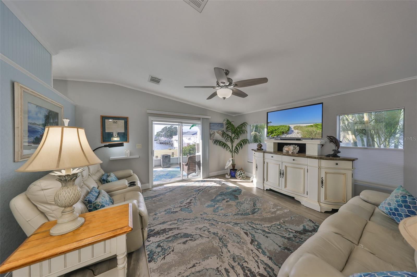 9. Spacious Living Room with water views