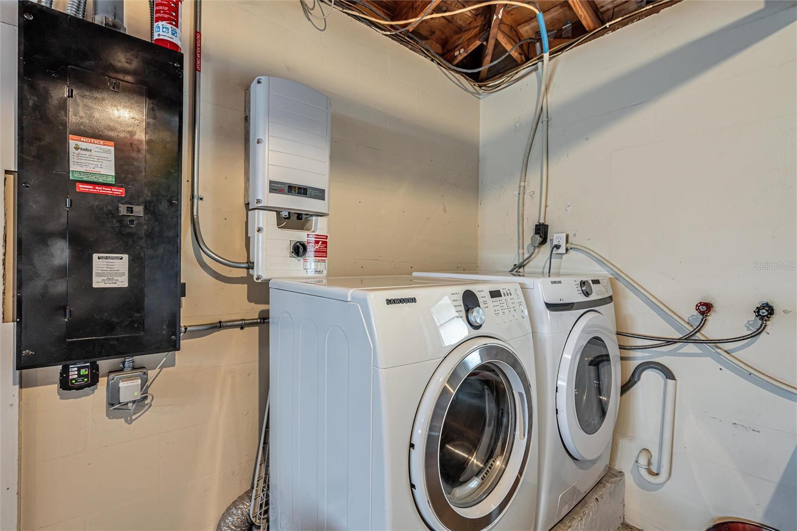 Laundry with electrical and solar panels