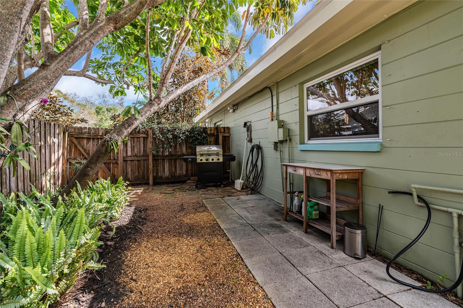 Spacious north side-yard with grill