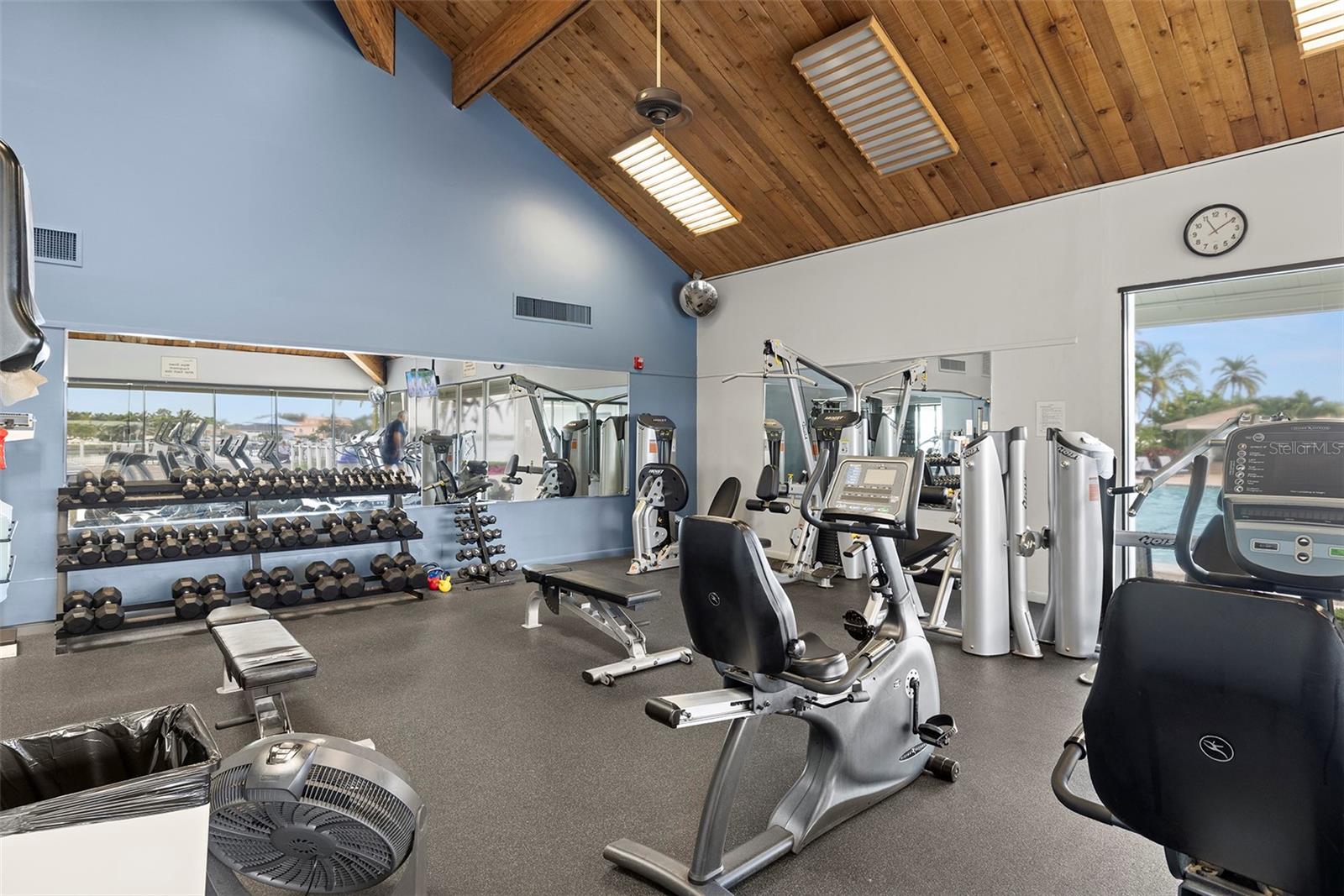 Waterfront well-equipped fitness room