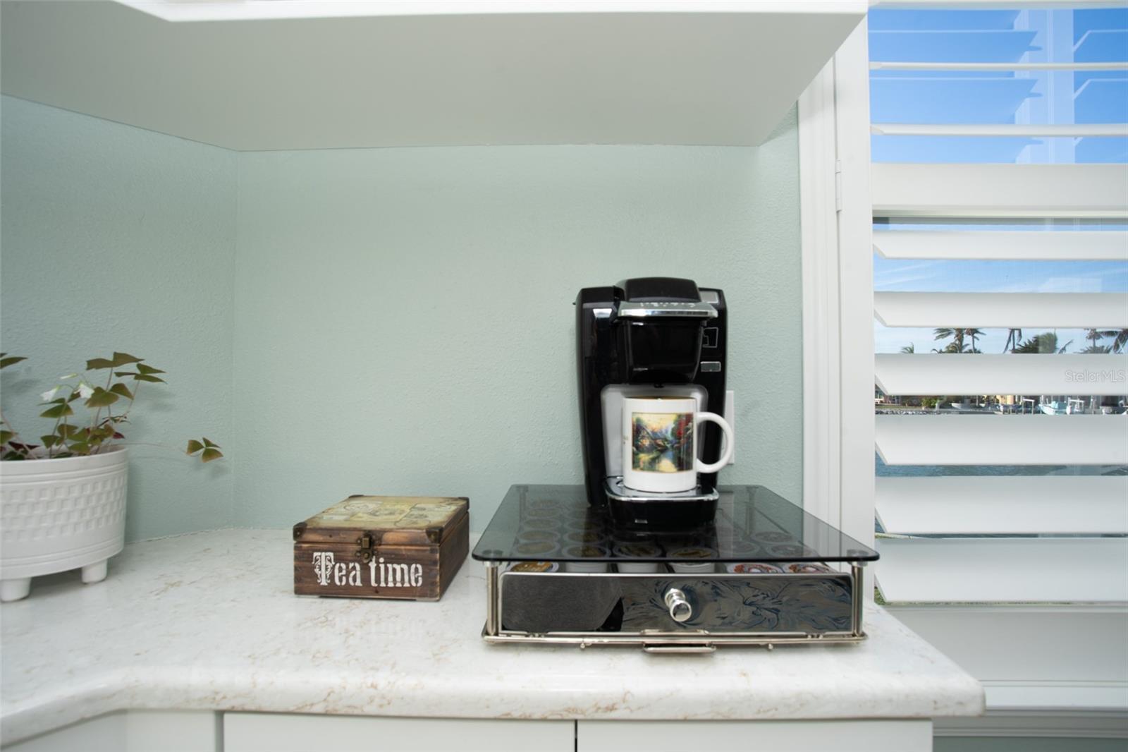 Coffee Bar over Pantry Cabinets