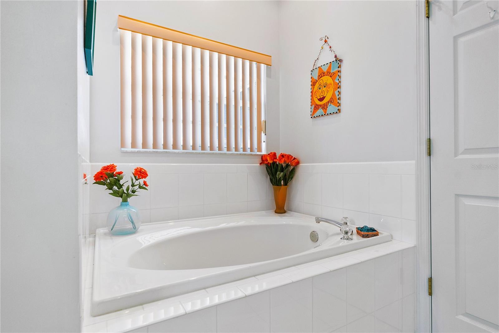 Garden tub in primary bathroom