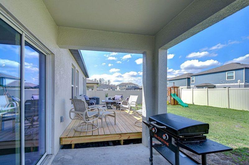 Covered Porch with upgraded custom built deck.