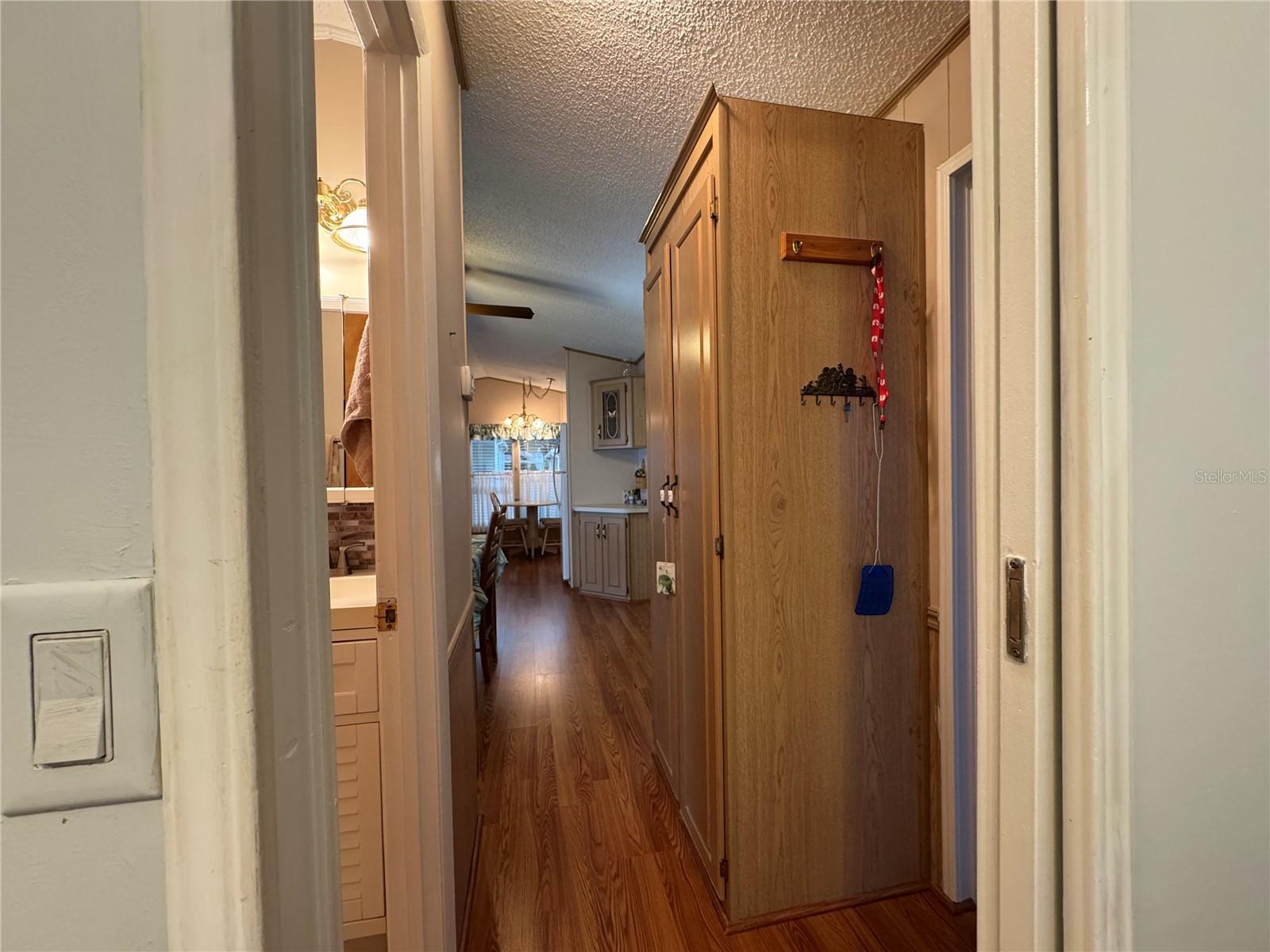 Hallway from master bedroom w/storage