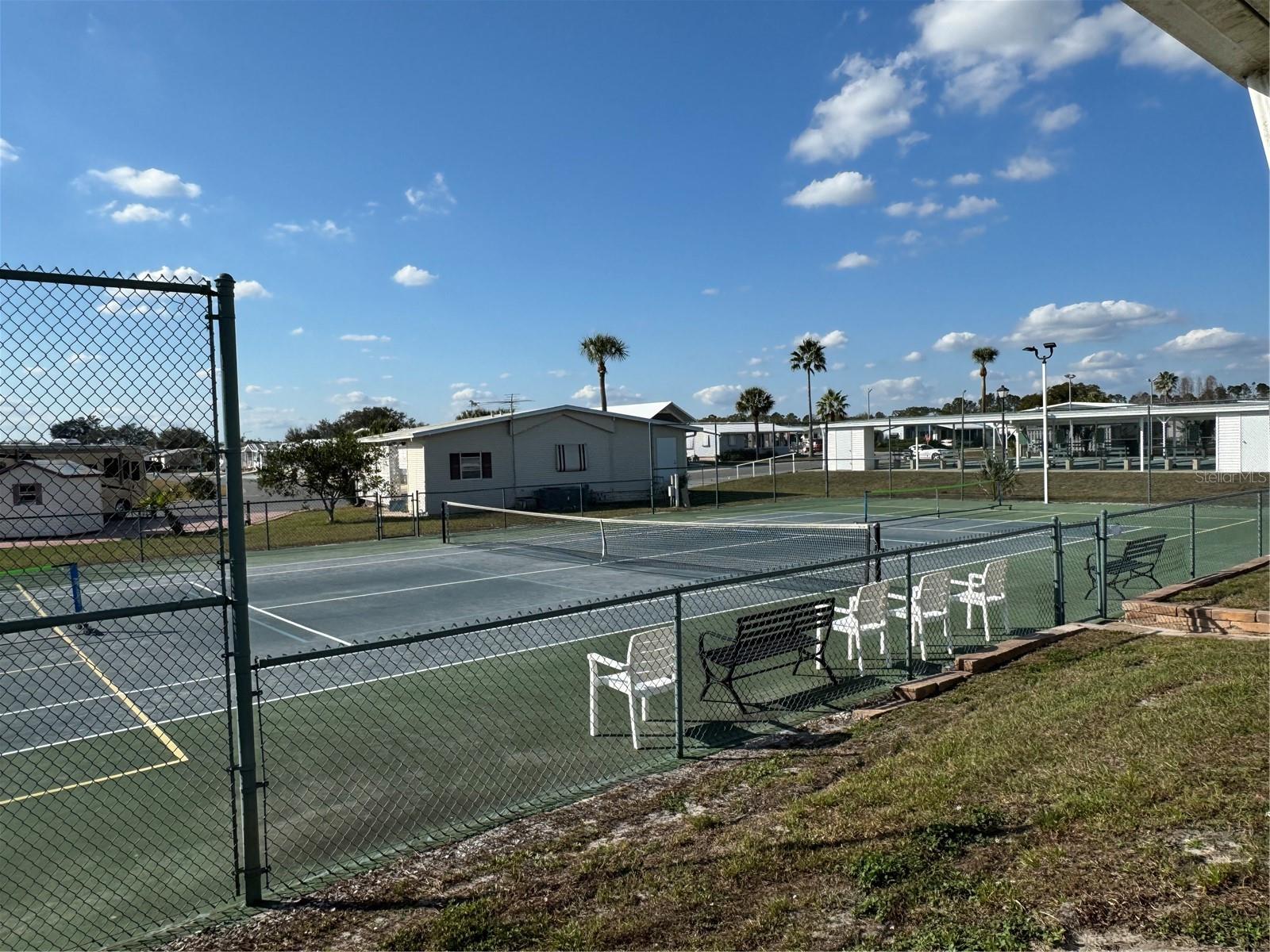 Tennis court from clubhouse