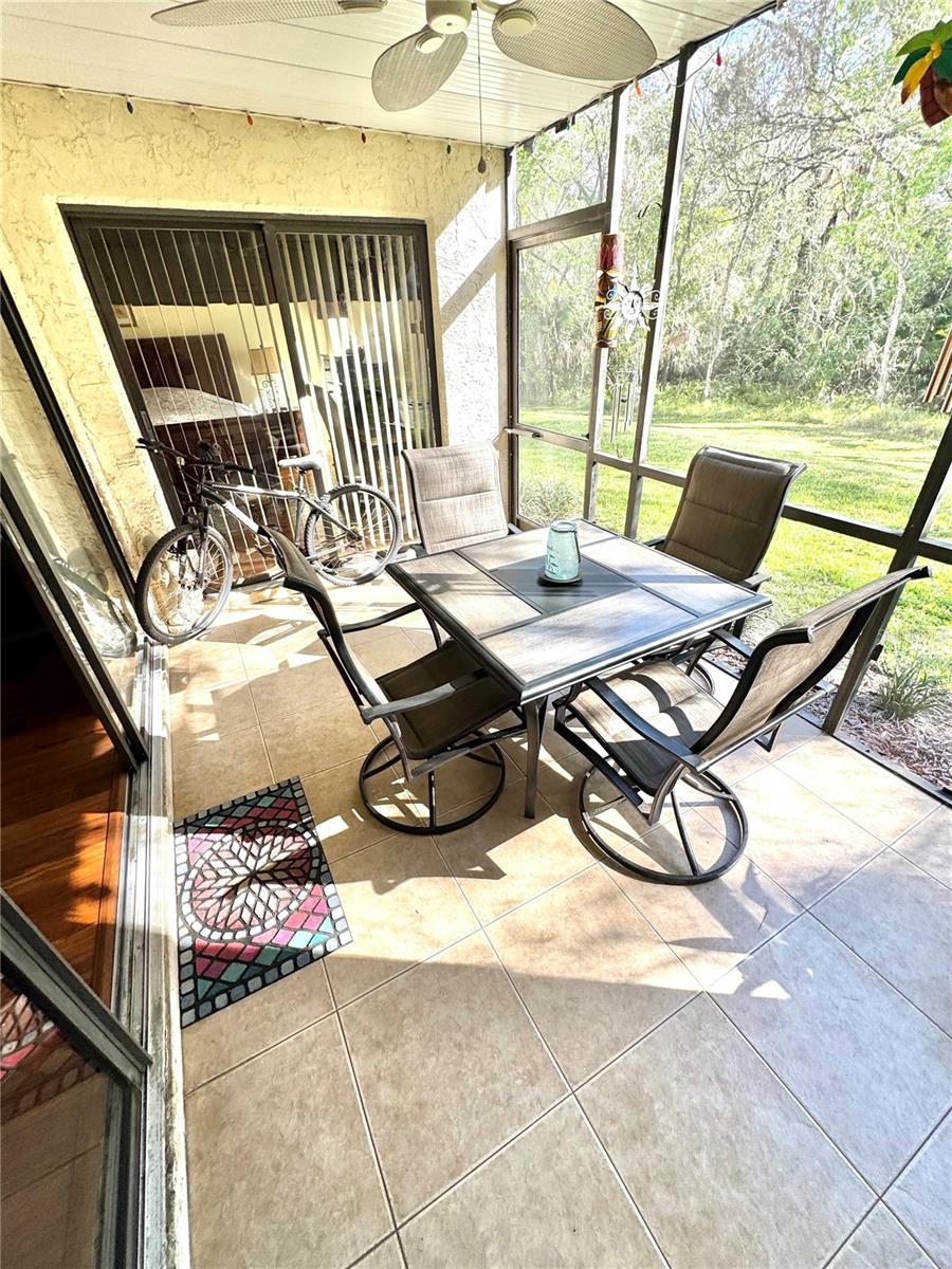 Screened lanai with ceramic flooring