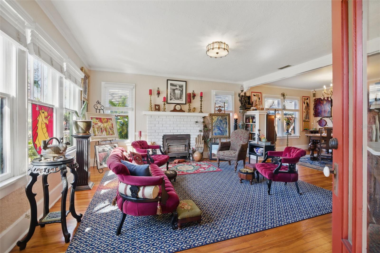 Living Room with Gas Insert Fireplace