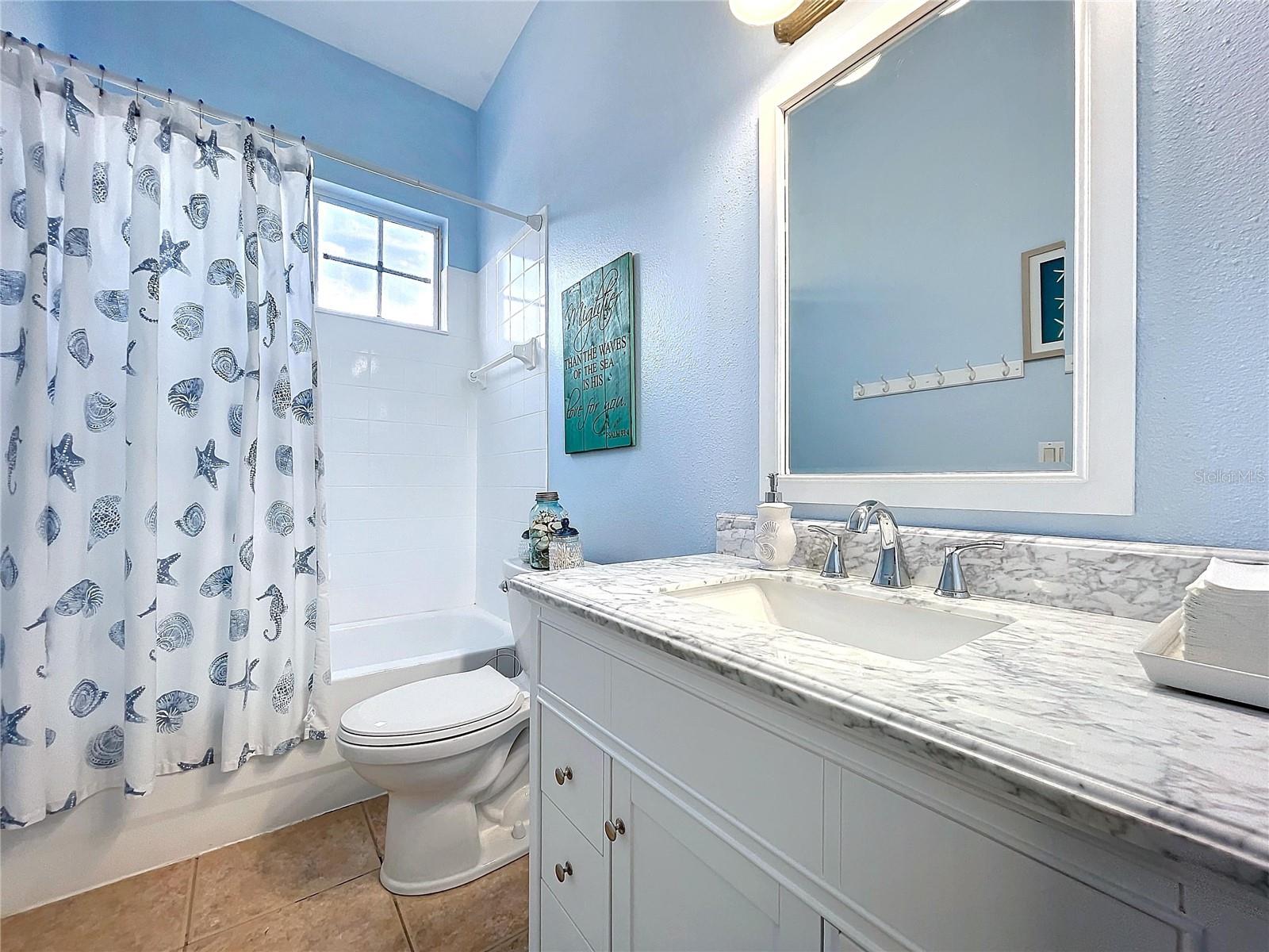 Upstairs bath with shower over tub