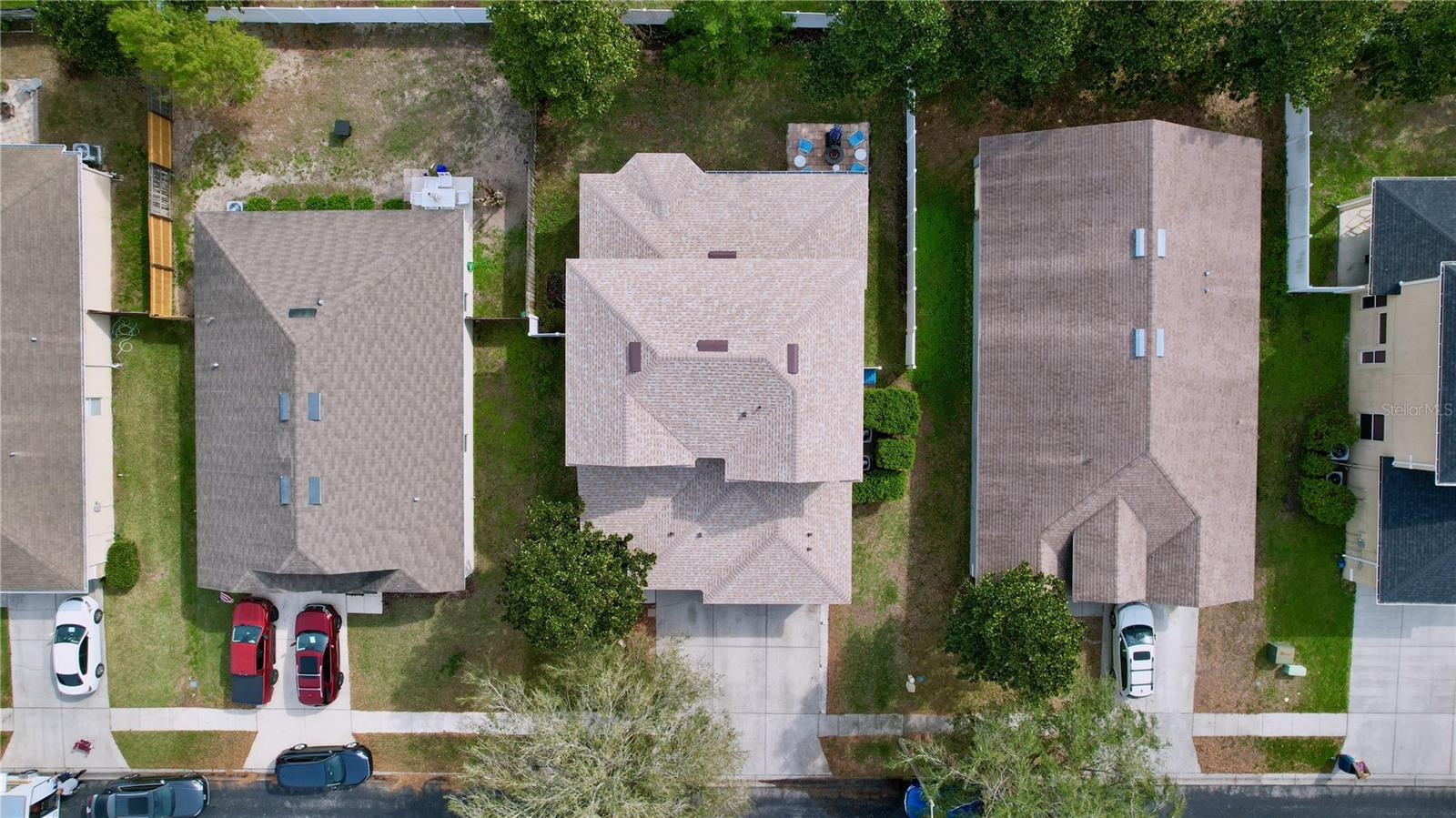 Aerial view with home in the center