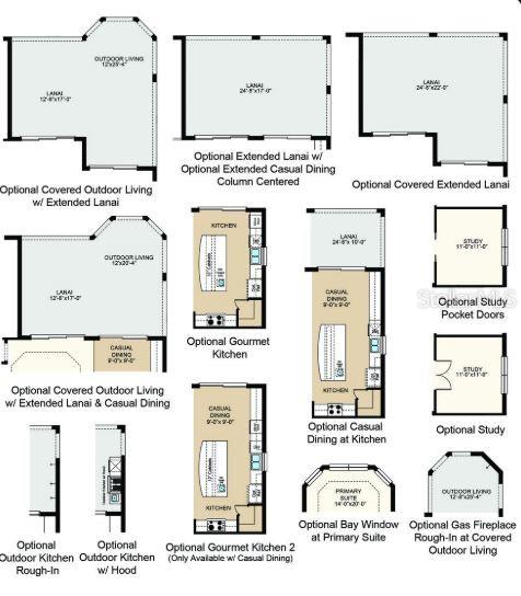 Structural options added include: bay window at primary suite, study, gourmet kitchen, covered outdoor living with extended lanai and casual dining, outdoor kitchen rough-in.