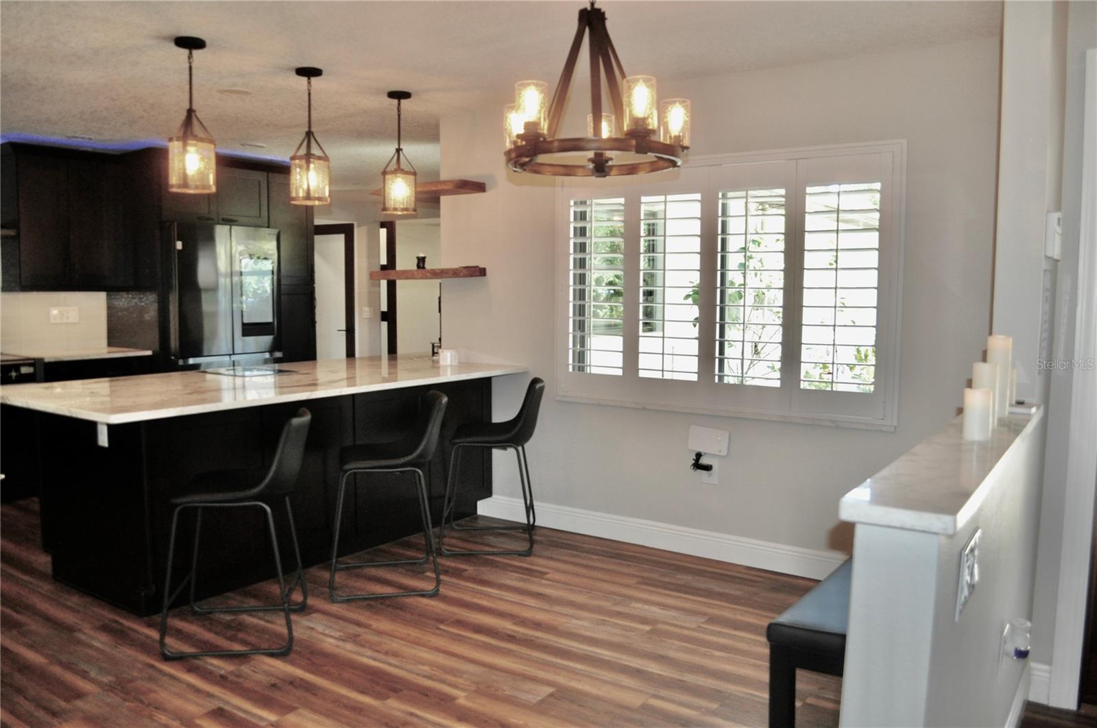 Dining area with additional bar seating