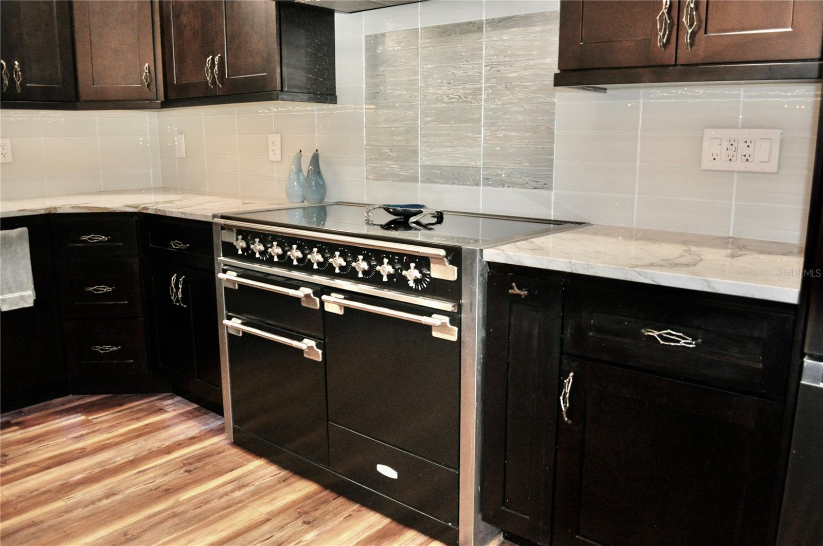 Marble countertops with AGA stove range