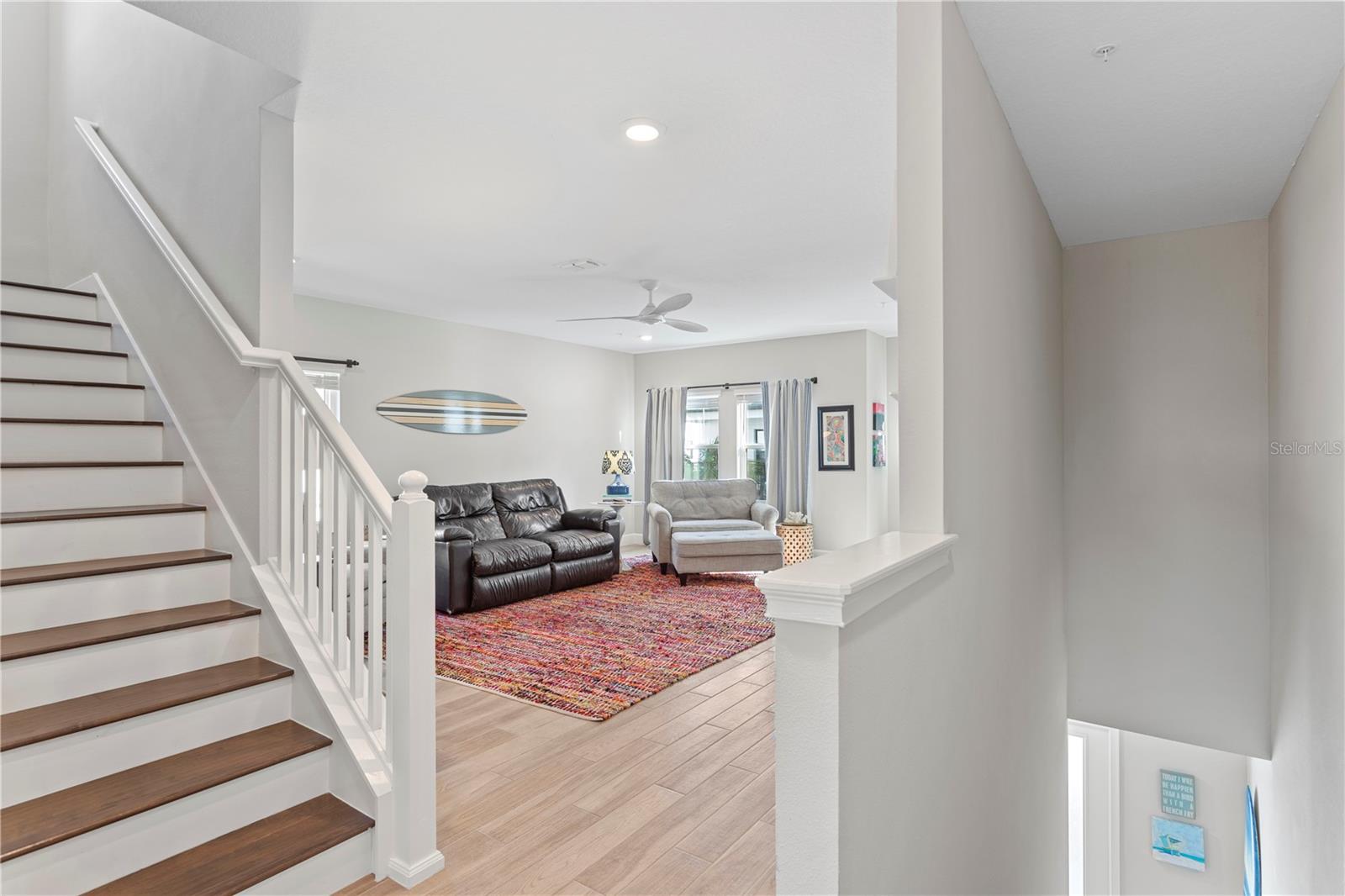 Top of the entry staircase looking into Family Room