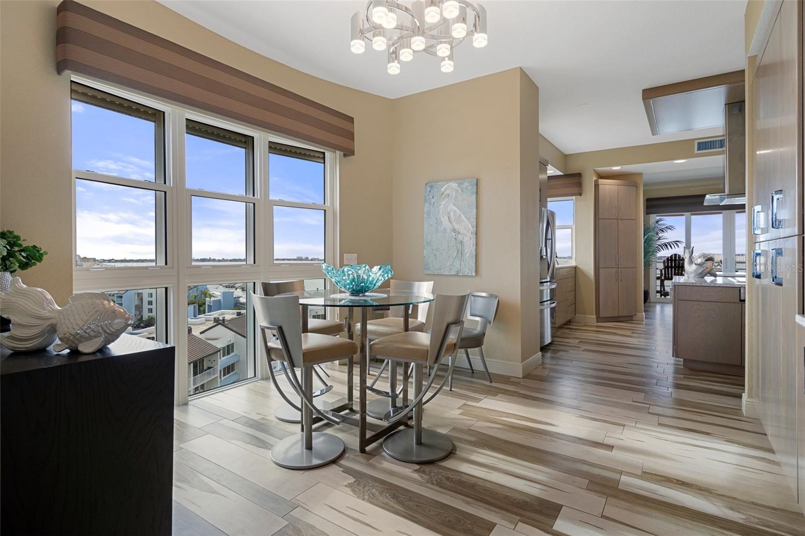 Breakfast Nook Connects Kitchen to Den