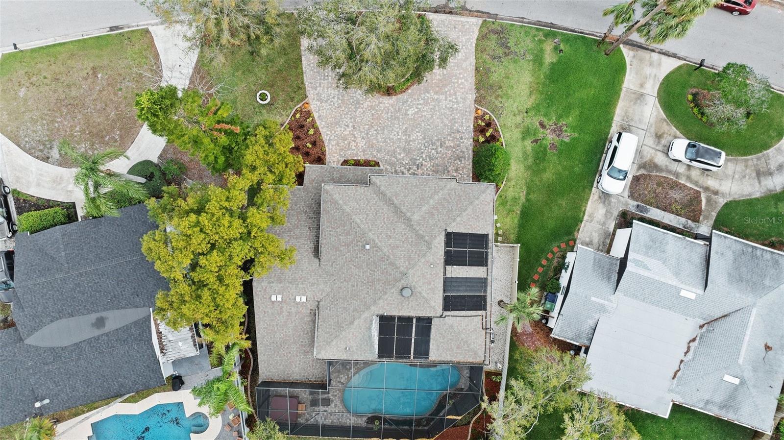 Drone view of property