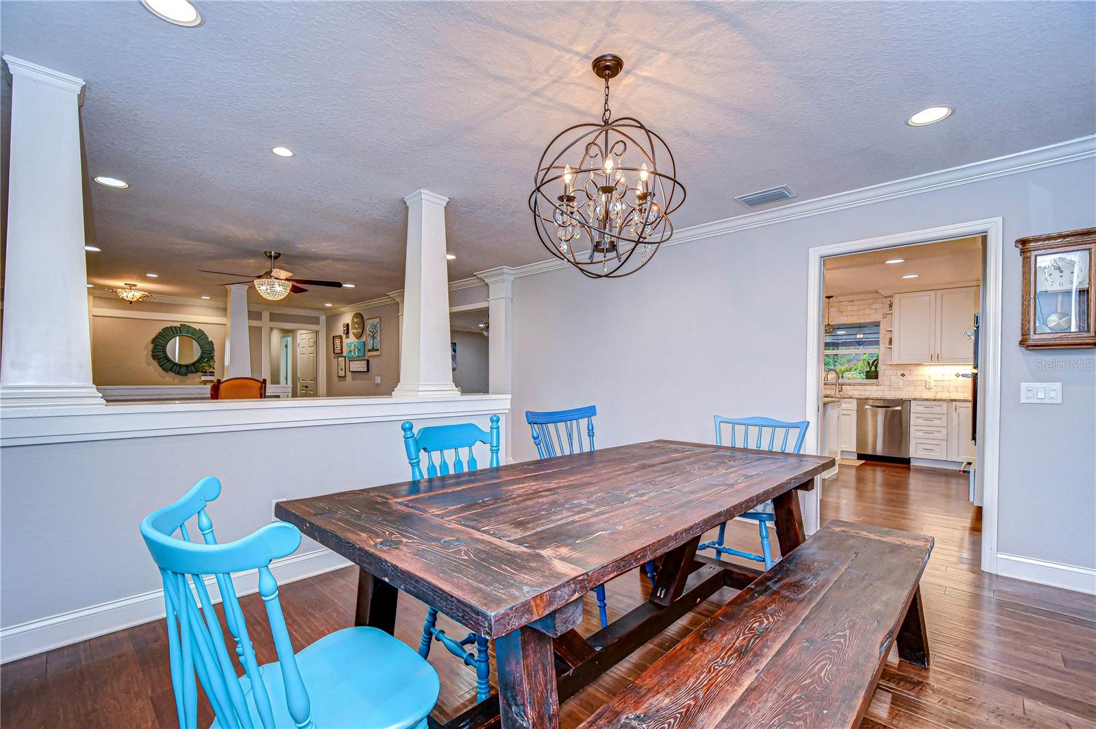 Recessed lighting and crown molding add to the elegance!