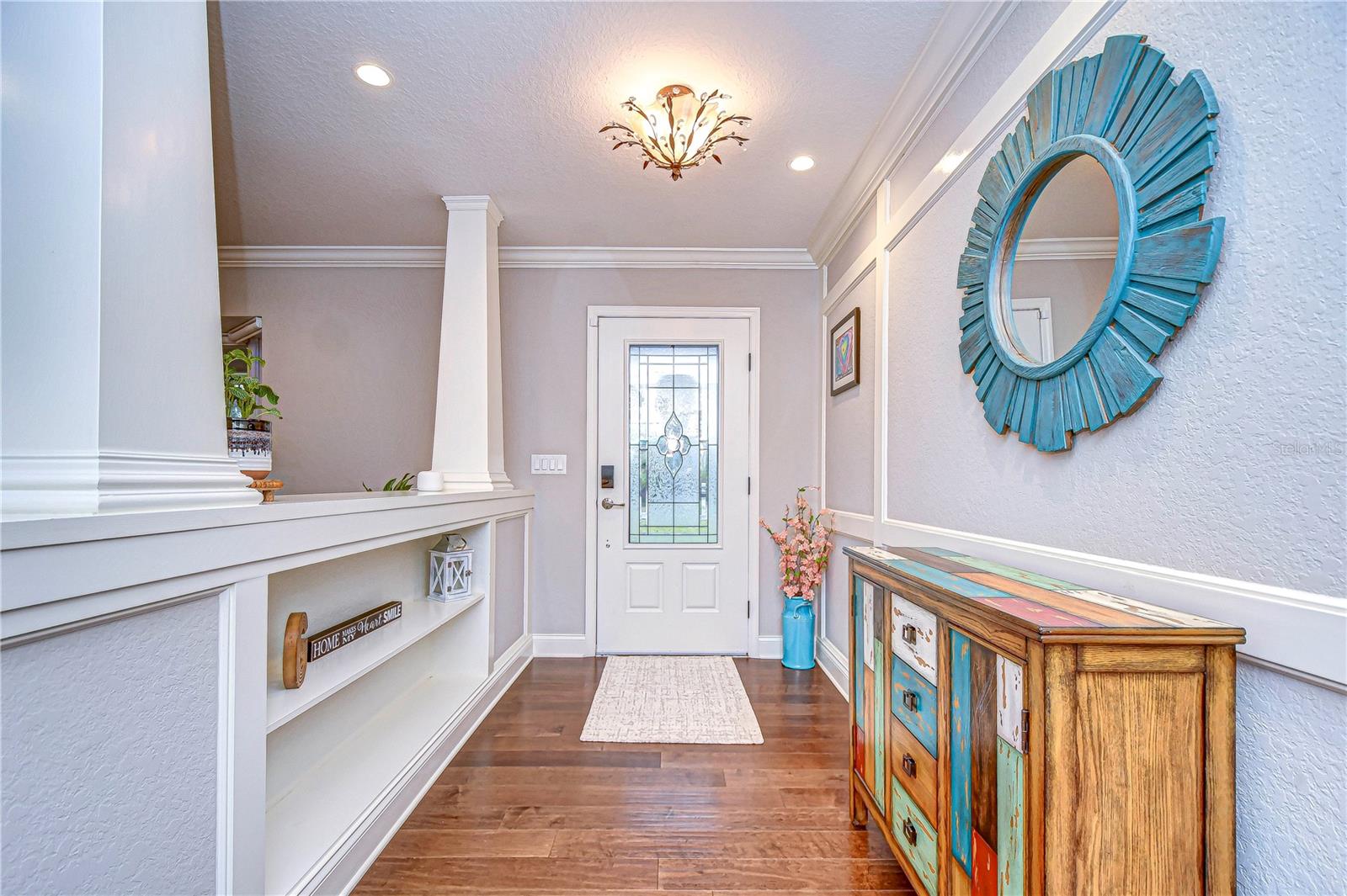 Step into a foyer that is perfectly set to welcome guests or simply provide a stylish start to your day!