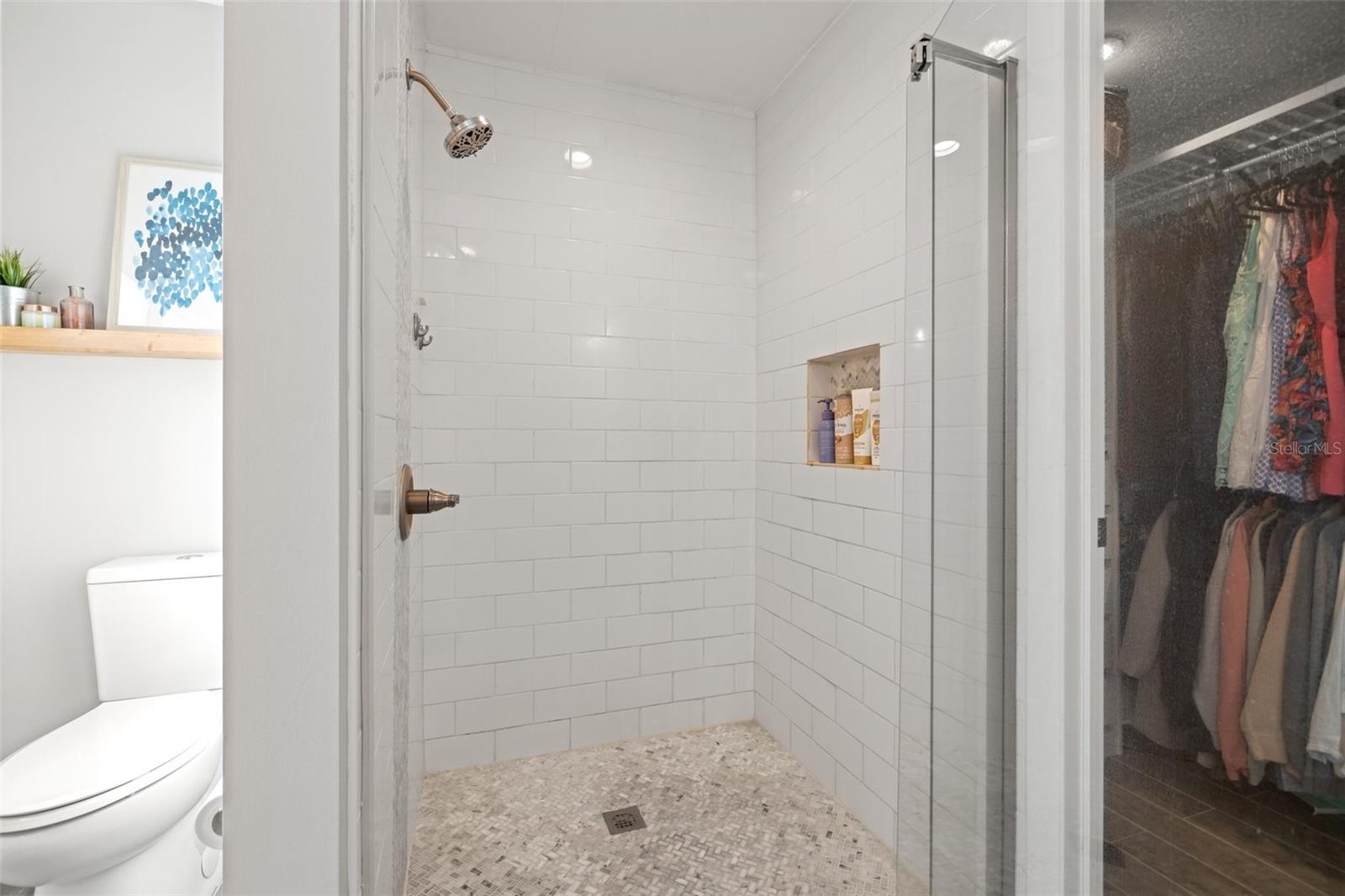 Primary shower/Walk in closet