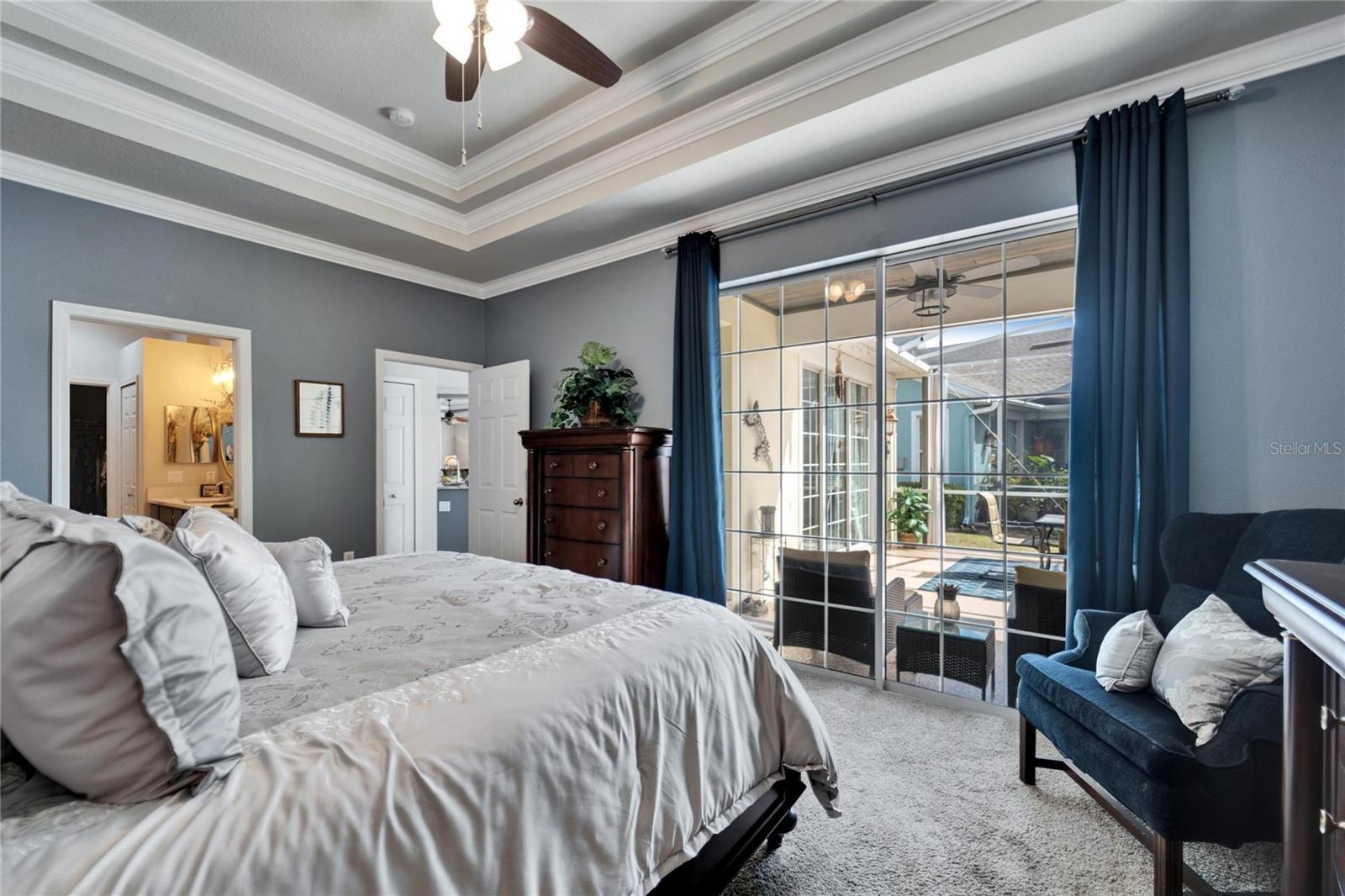 Owner's Suite w/Coffered Ceiling & Crown Molding