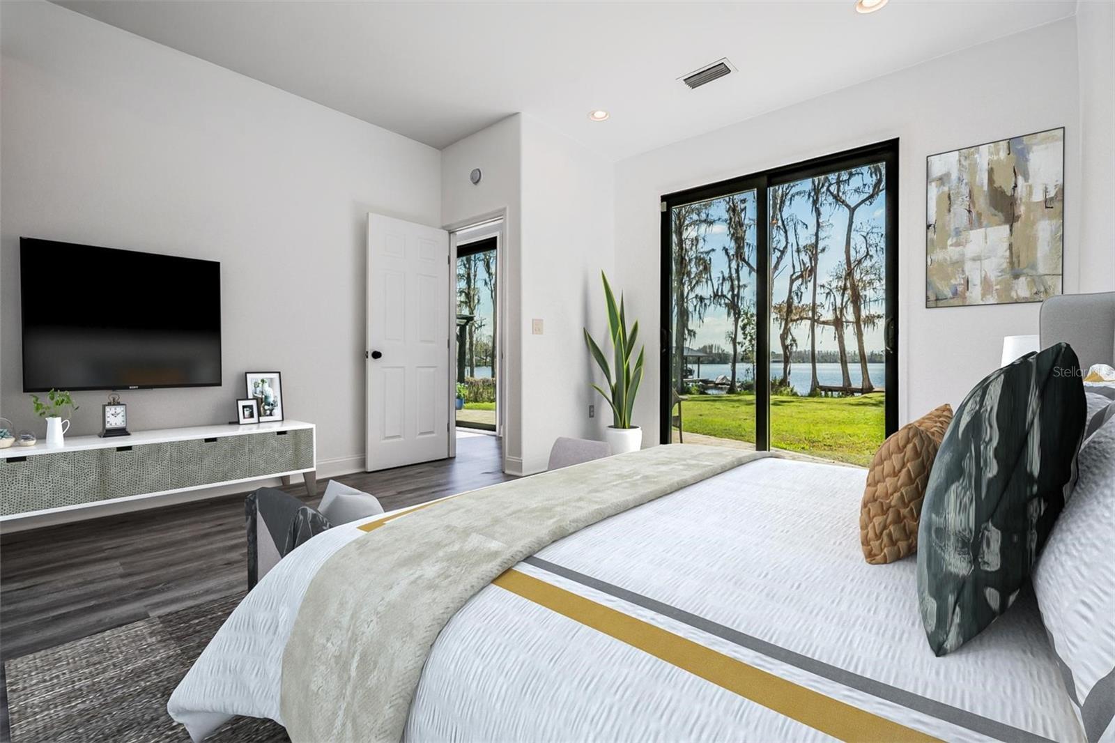 Virtually stage primary bedroom