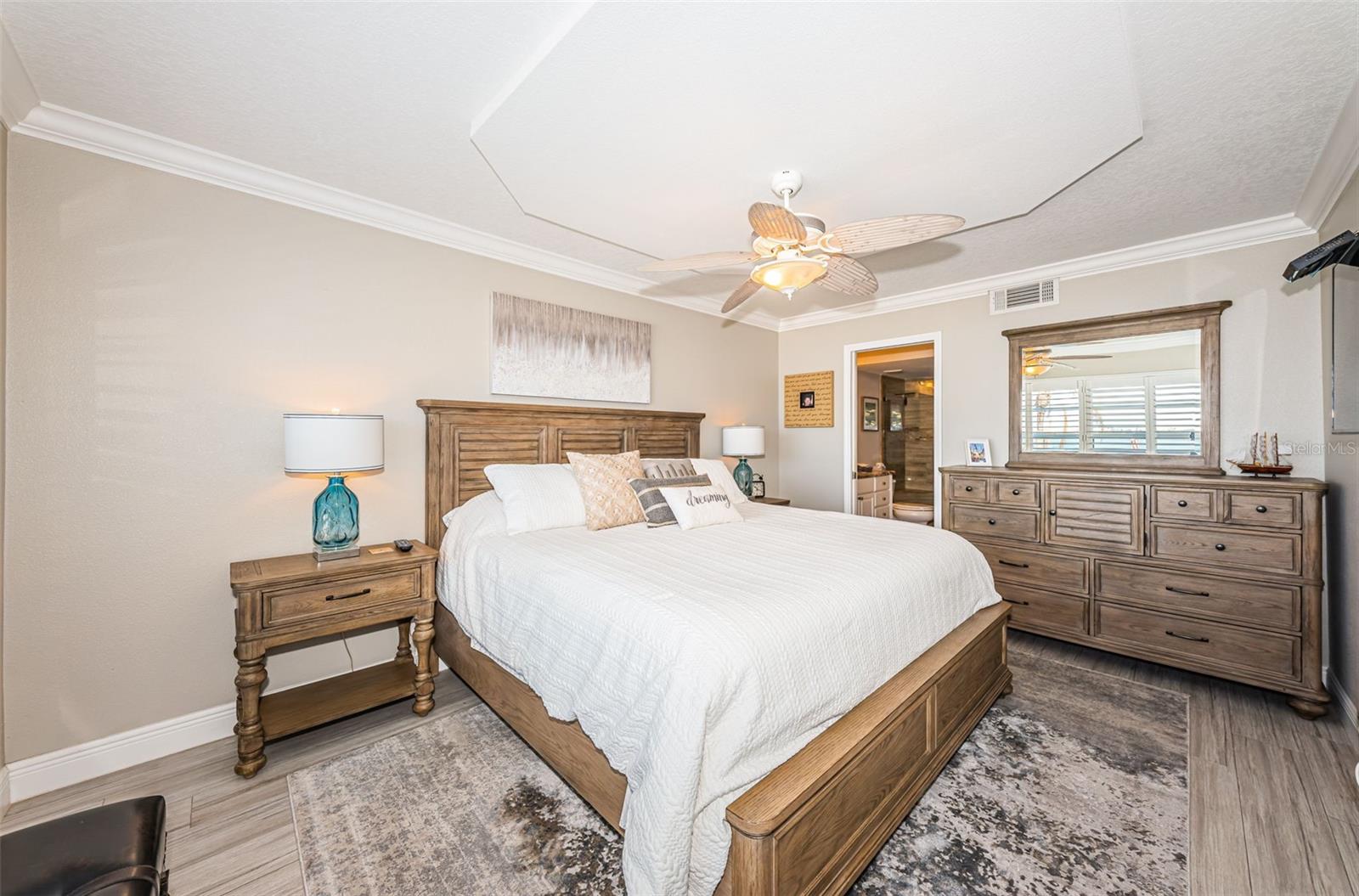 Master Bedroom also has Beautiful architecturally Enhanced Ceiling and Crown Molding