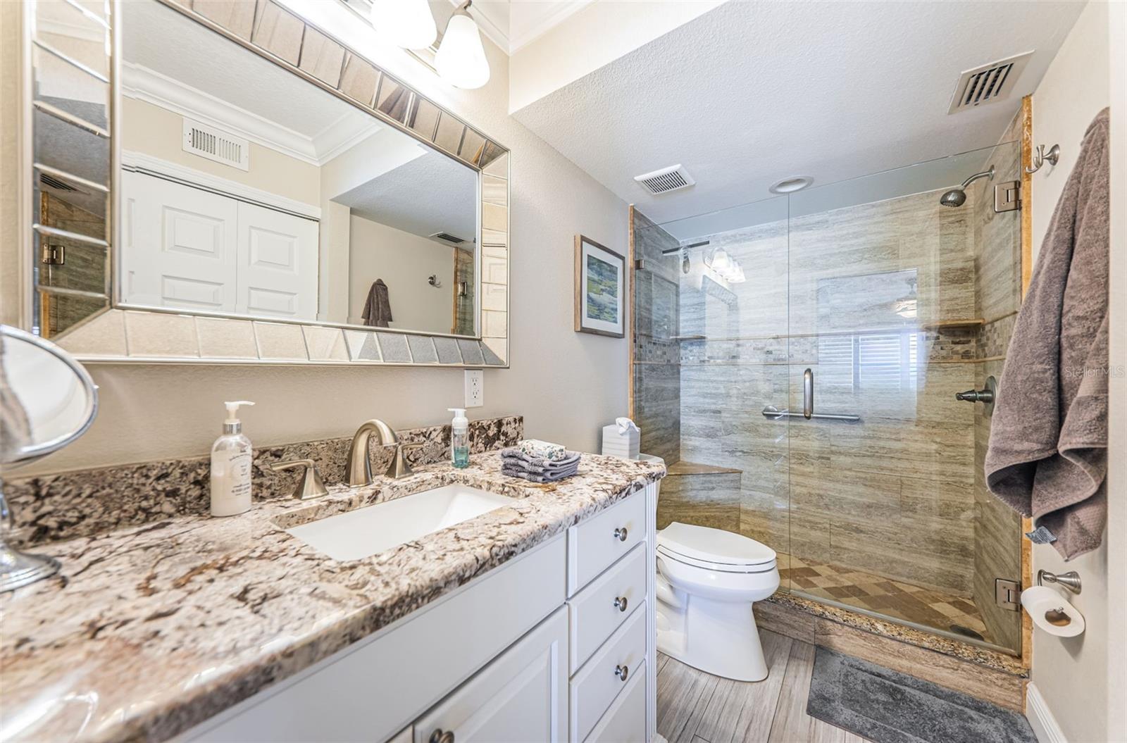 Ensuite Master Bath has Shower with Stunning Tilework