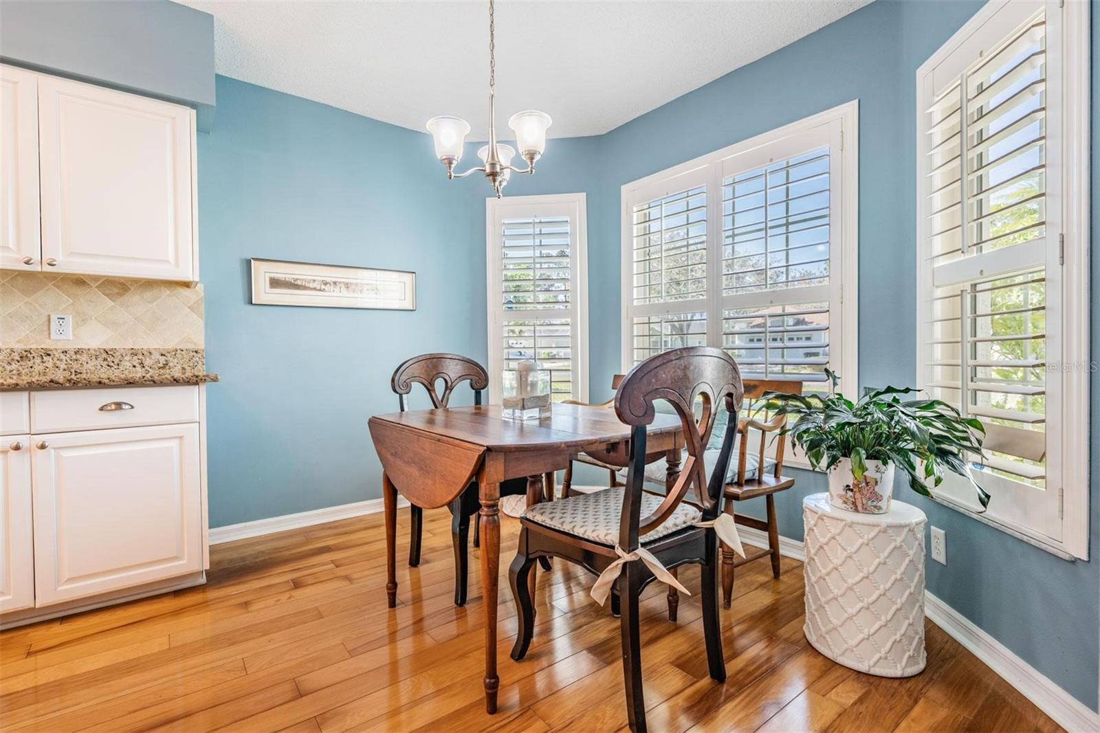 Breakfast nook with built-in shutters