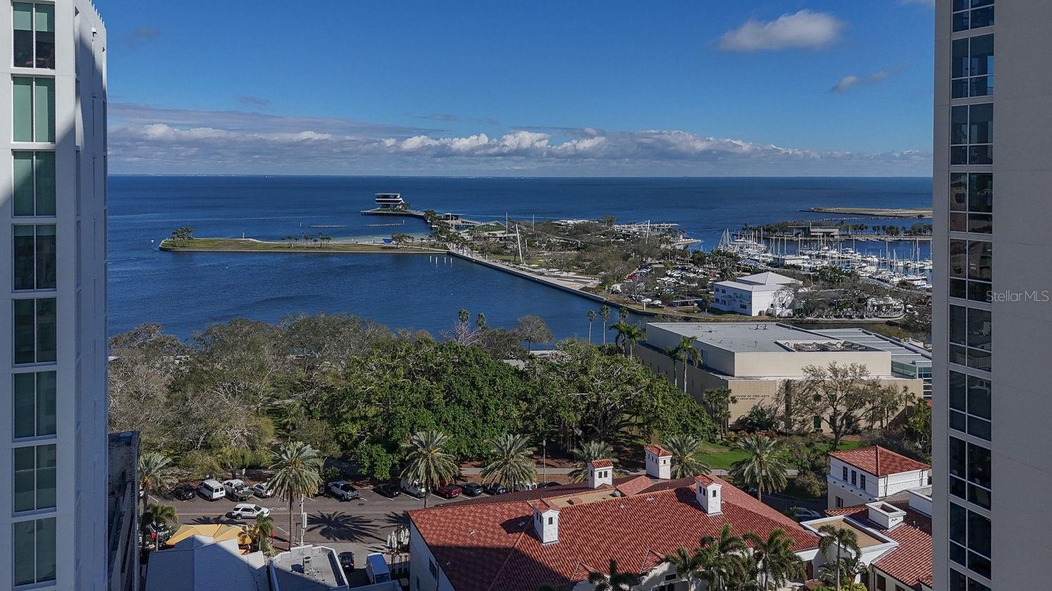 View from above building showing location seconds walk from Beach Drive, the Bay, restaurants, Pier, marina and more !