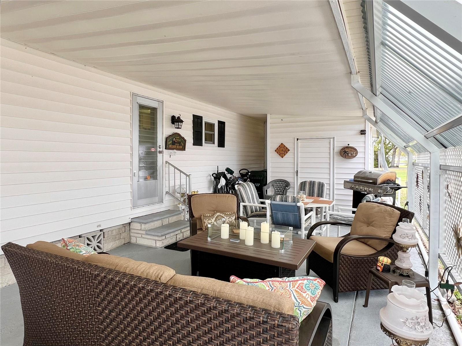 Sitting area under carport