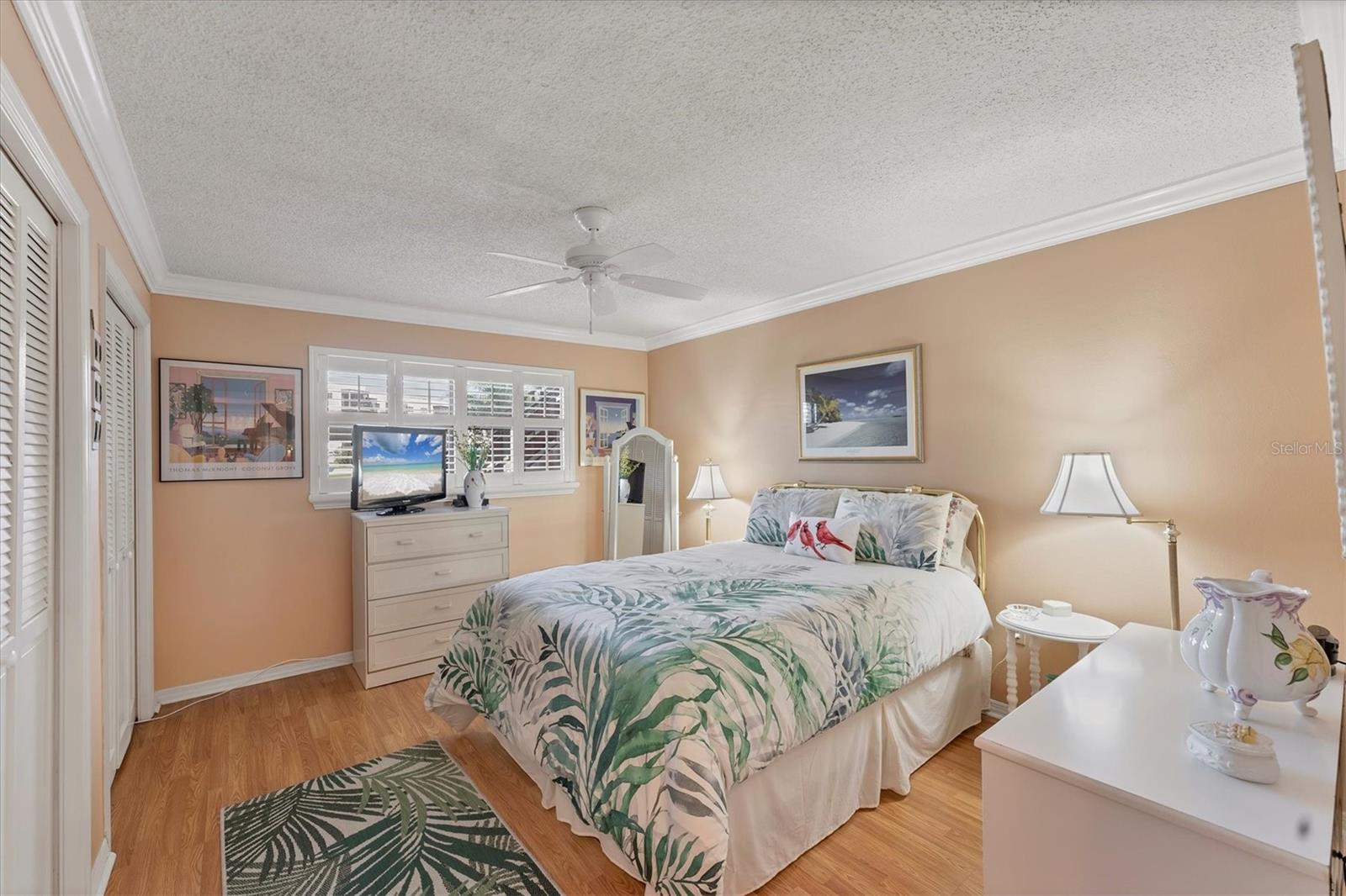 Guest bedroom with double closets