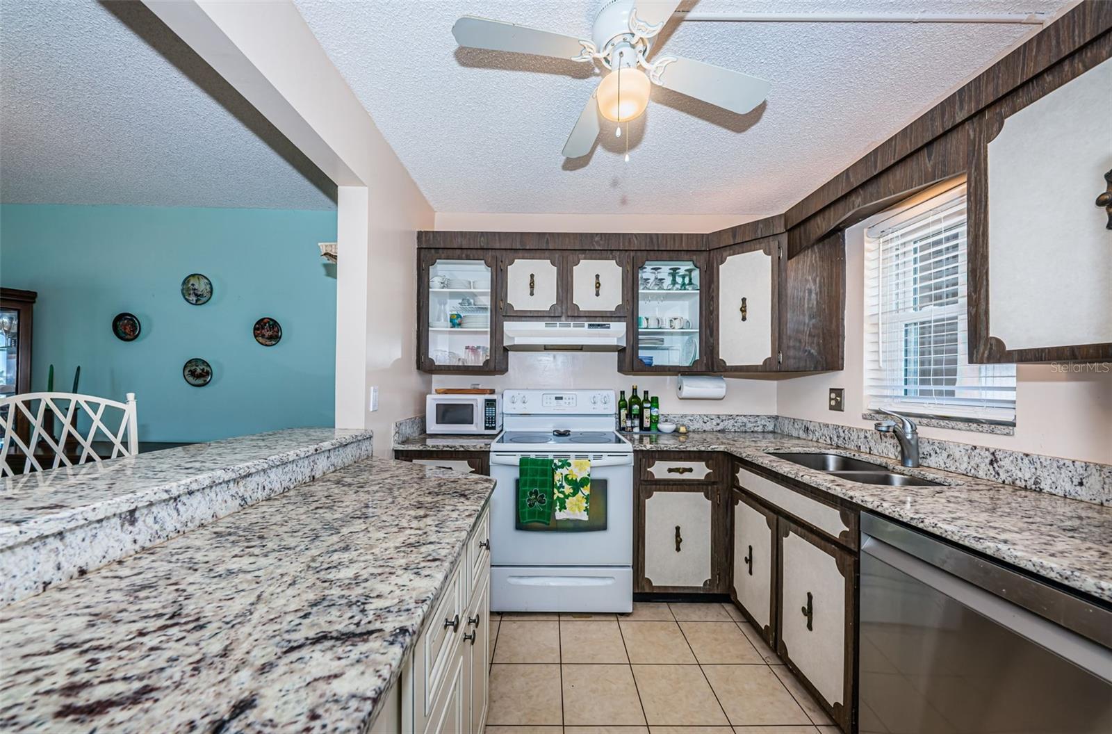 kitchen with updated granite countertops