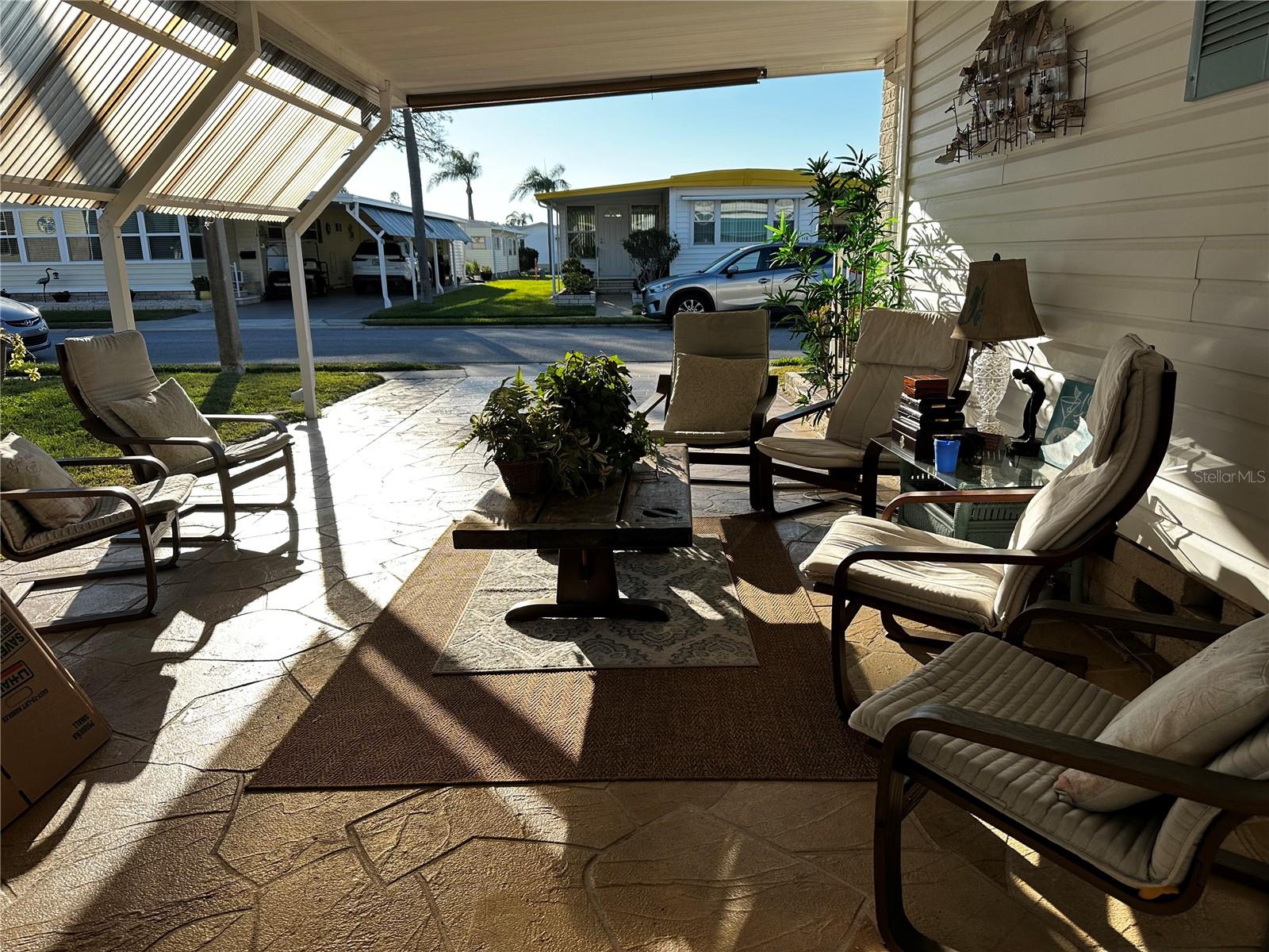 Loads of room in carport for sitting and Parking