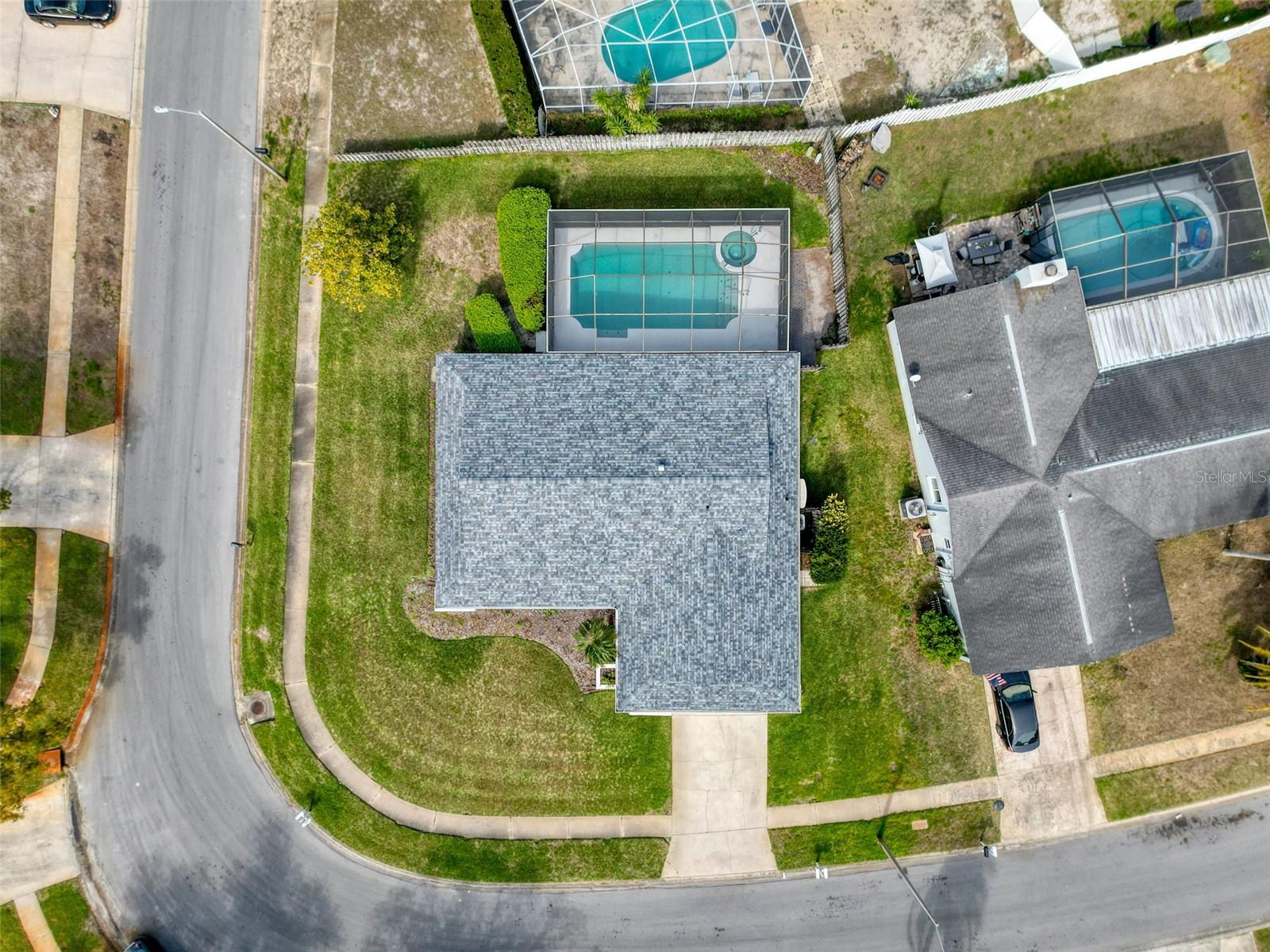 Aerial photo of the large corner lot!