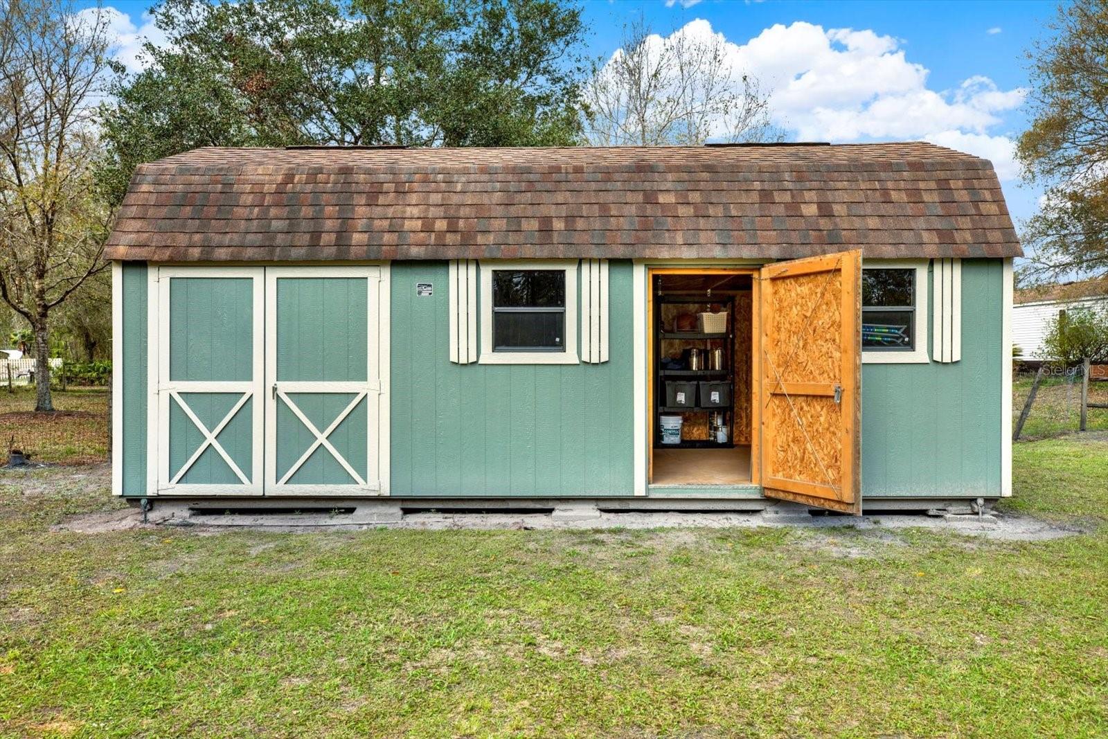 Huge storage shed prepped with electricty.