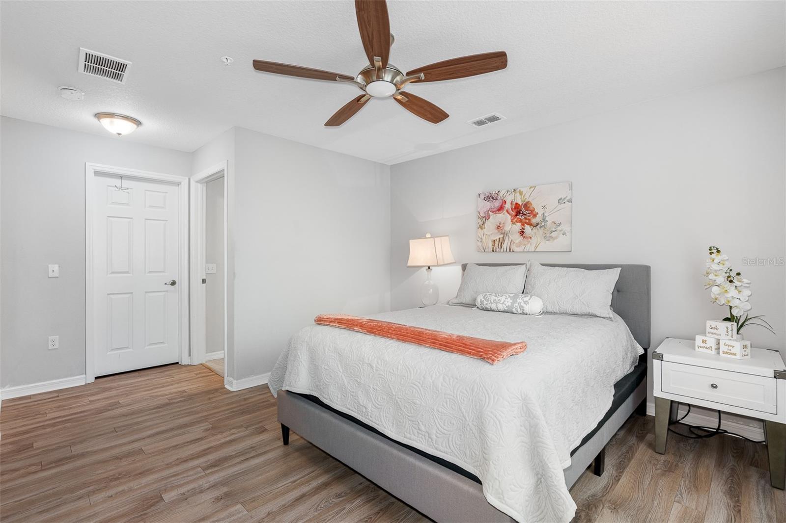 Primary bedroom with walk in closet