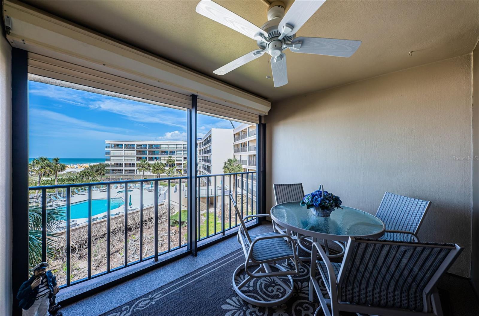 The balcony is a great place to enjoy a meal, or a sunset beverage of your choice.