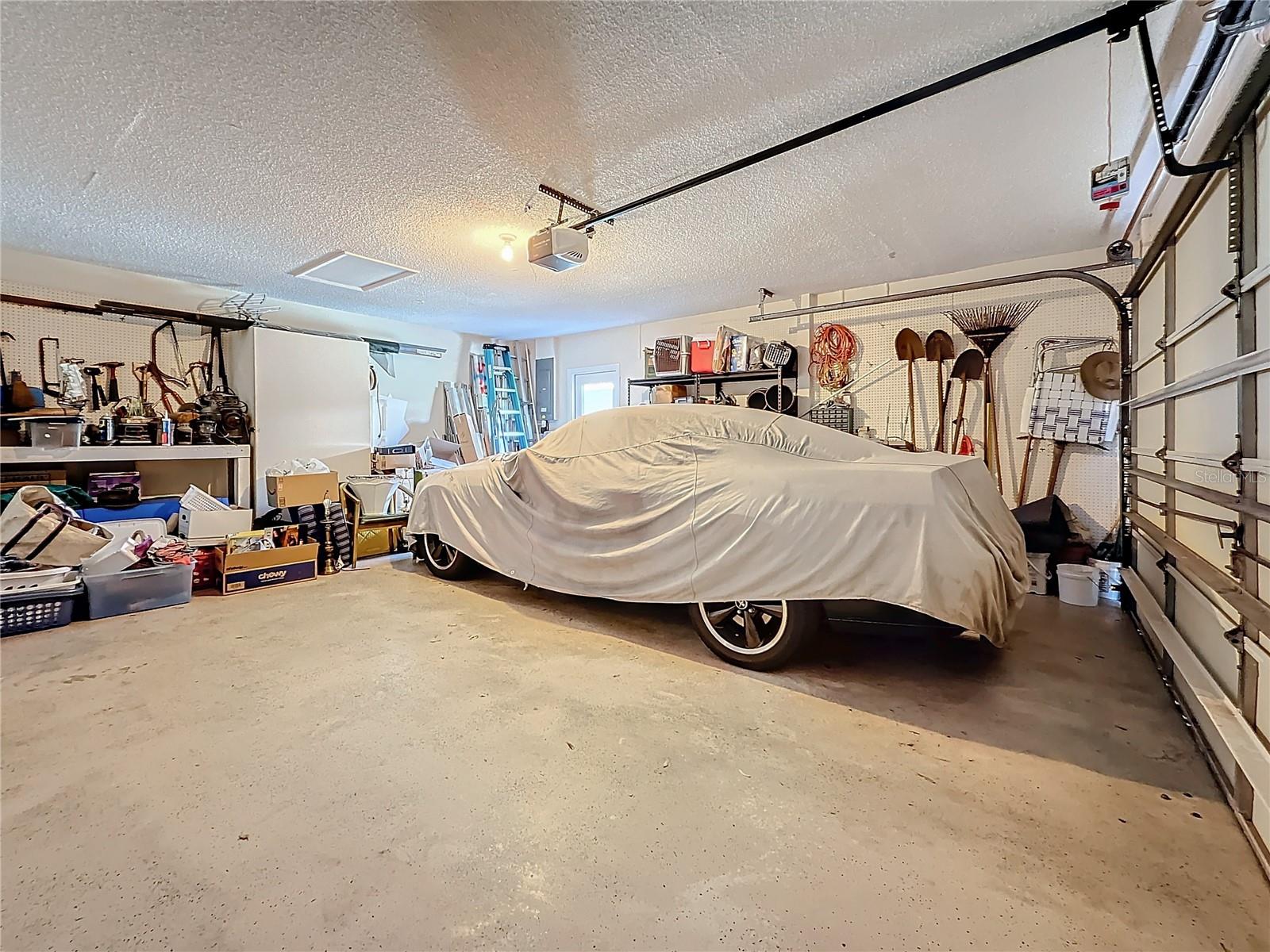 Garage with built in workbench and sealed floor