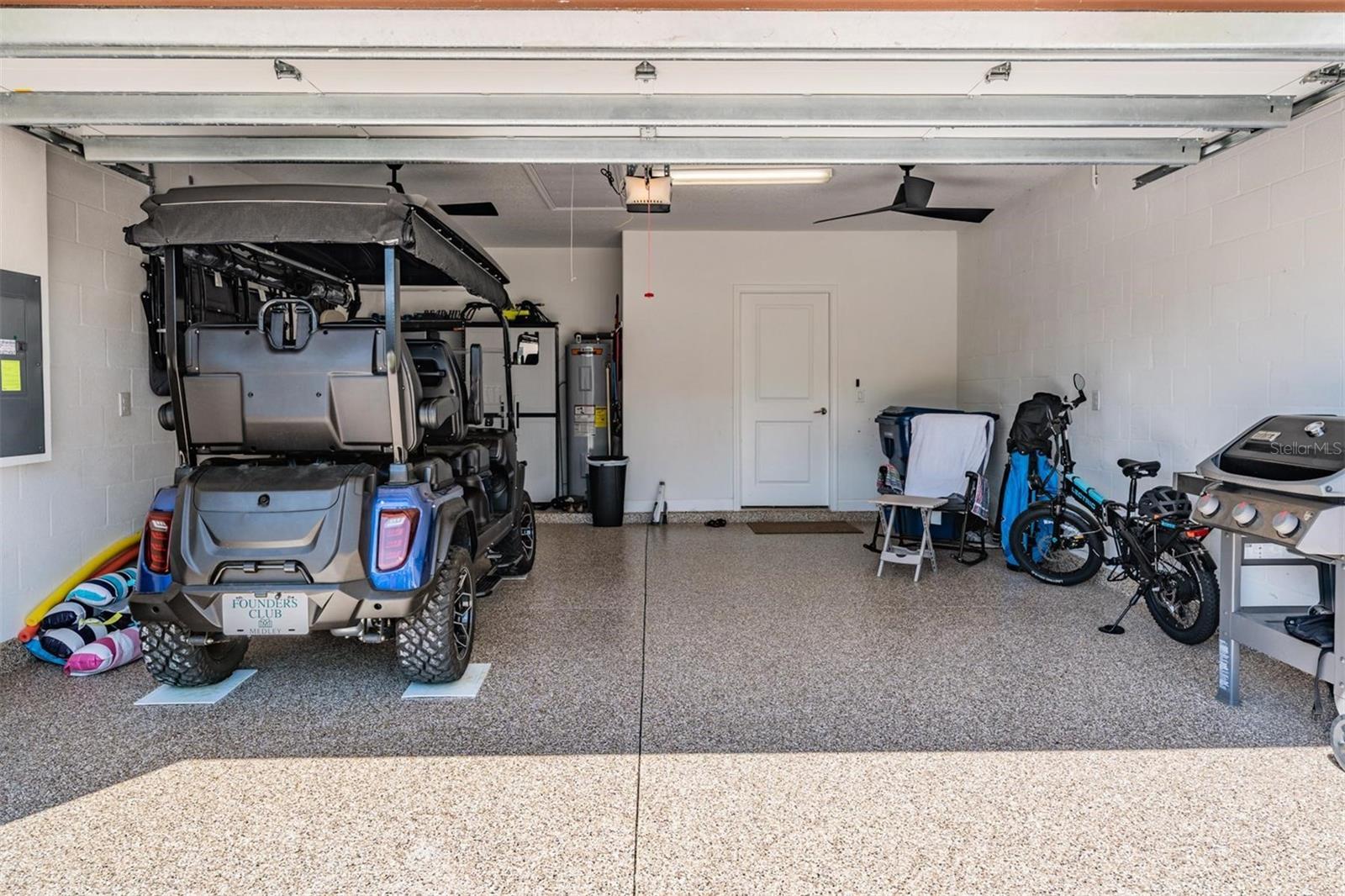 commercial grade epoxy floor in 2 car garage