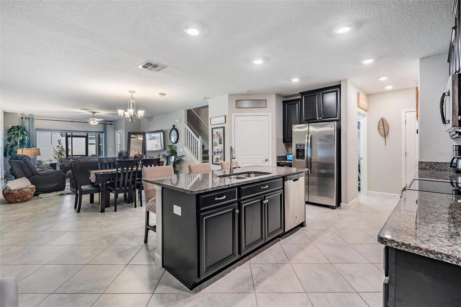 Spacious kitchen is open to family room