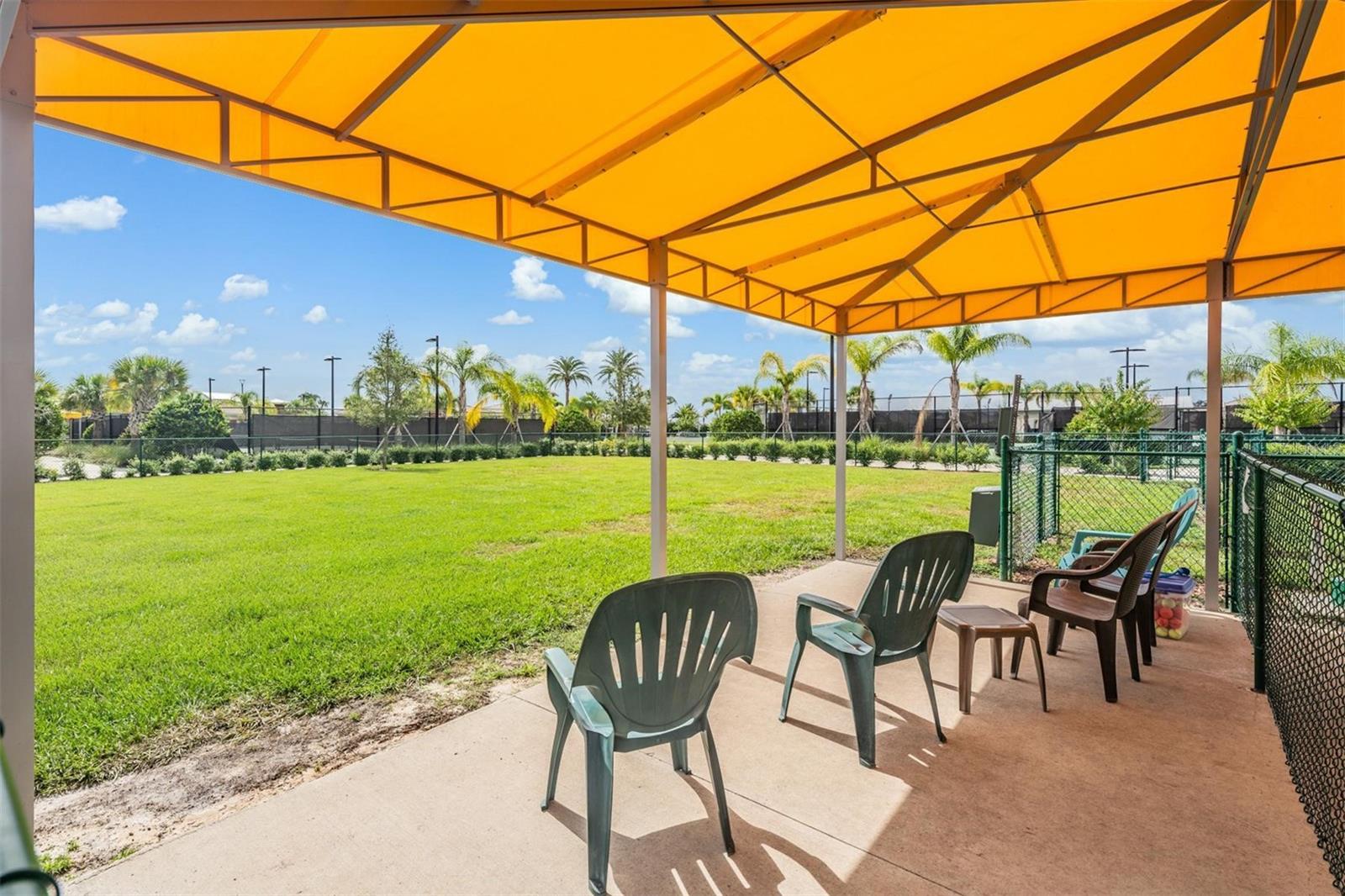 Shaded sitting area at Dog Park