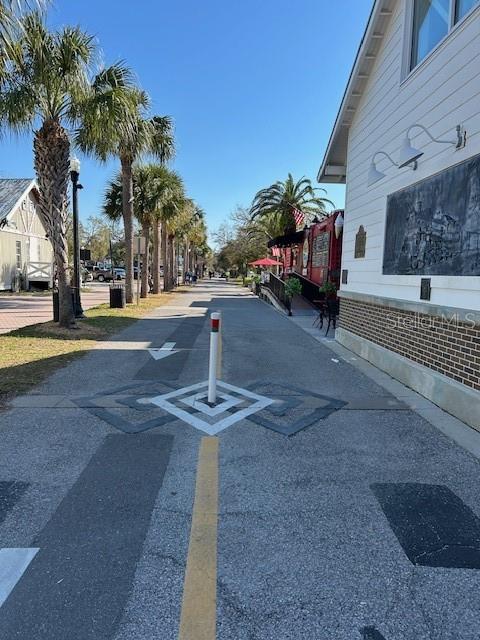 Downtown Dunedin entry to the Pinellas walking/biking trail. You can bike from North Pinellas County, Tarpon Springs to South County, St. Petersburgh.