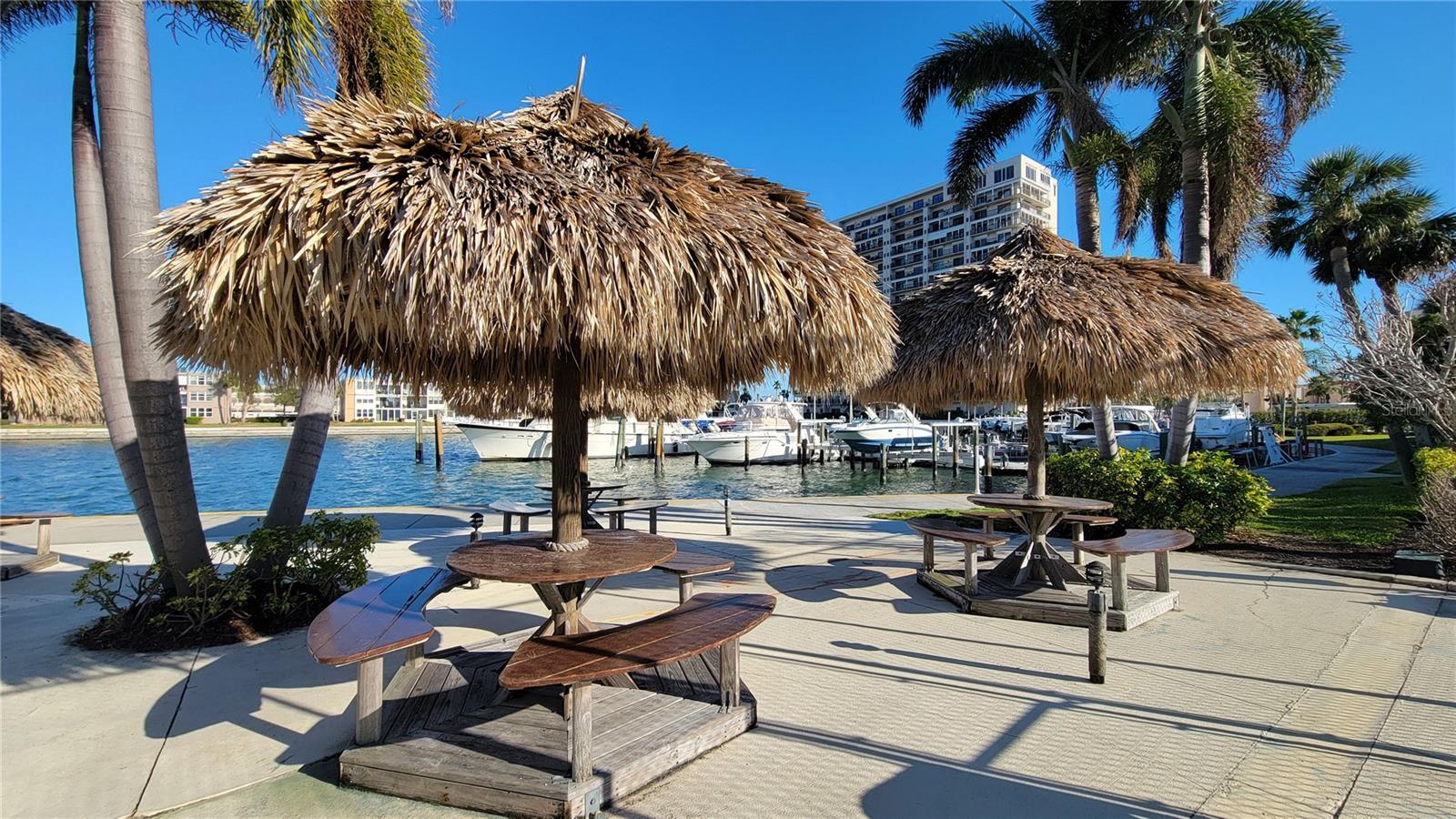 Community BBQ Area with Tiki Huts & Gas BBQs next to the Marina & Clubhouse