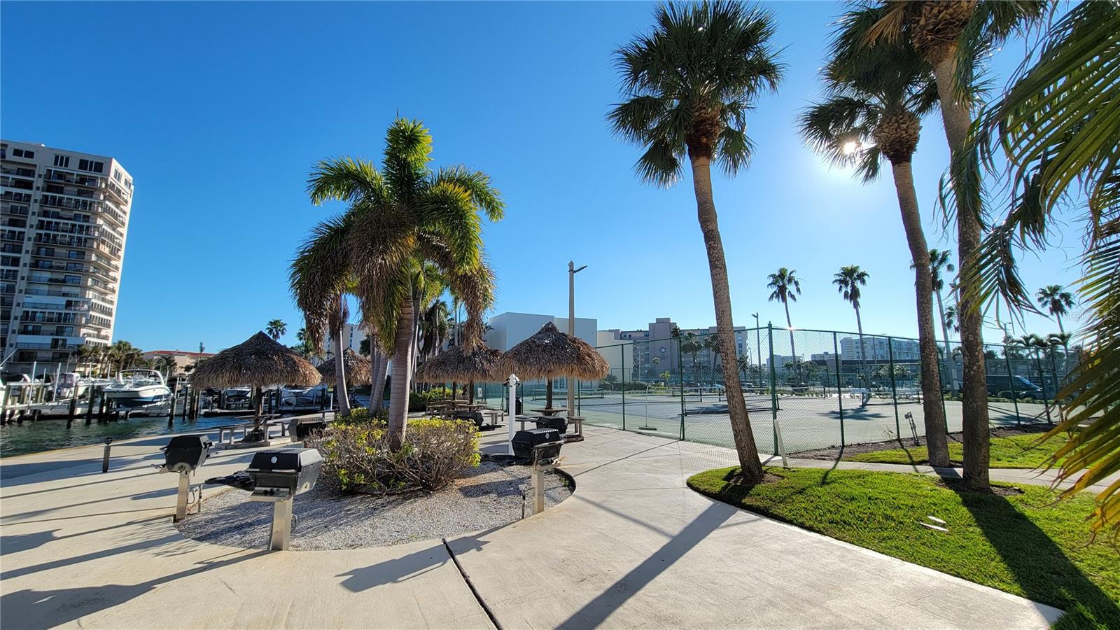 Community BBQ Area with Tiki Huts & Gas BBQs next to the Marina & Clubhouse